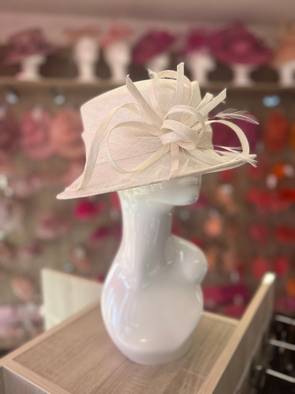 Short Brim White Occasion Hat-Fascinators Direct