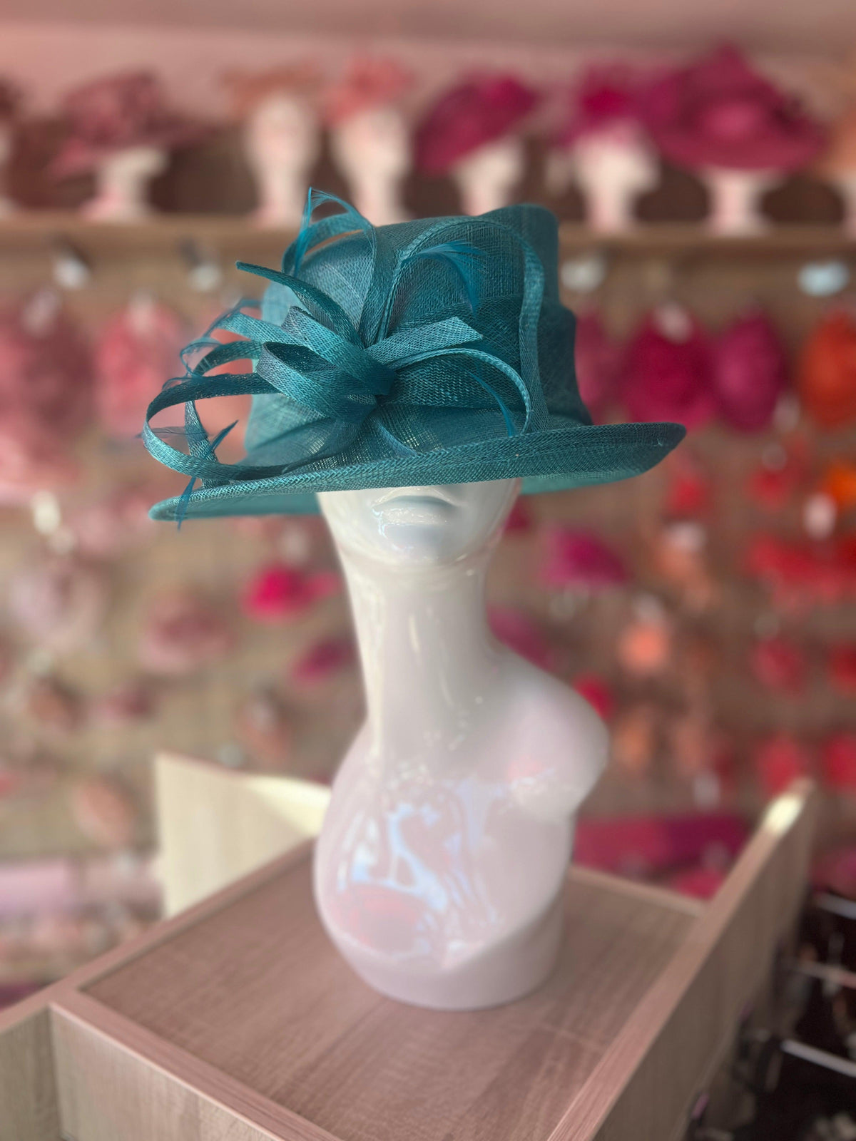 Short Brim Winter Teal Occasion Hat-Fascinators Direct