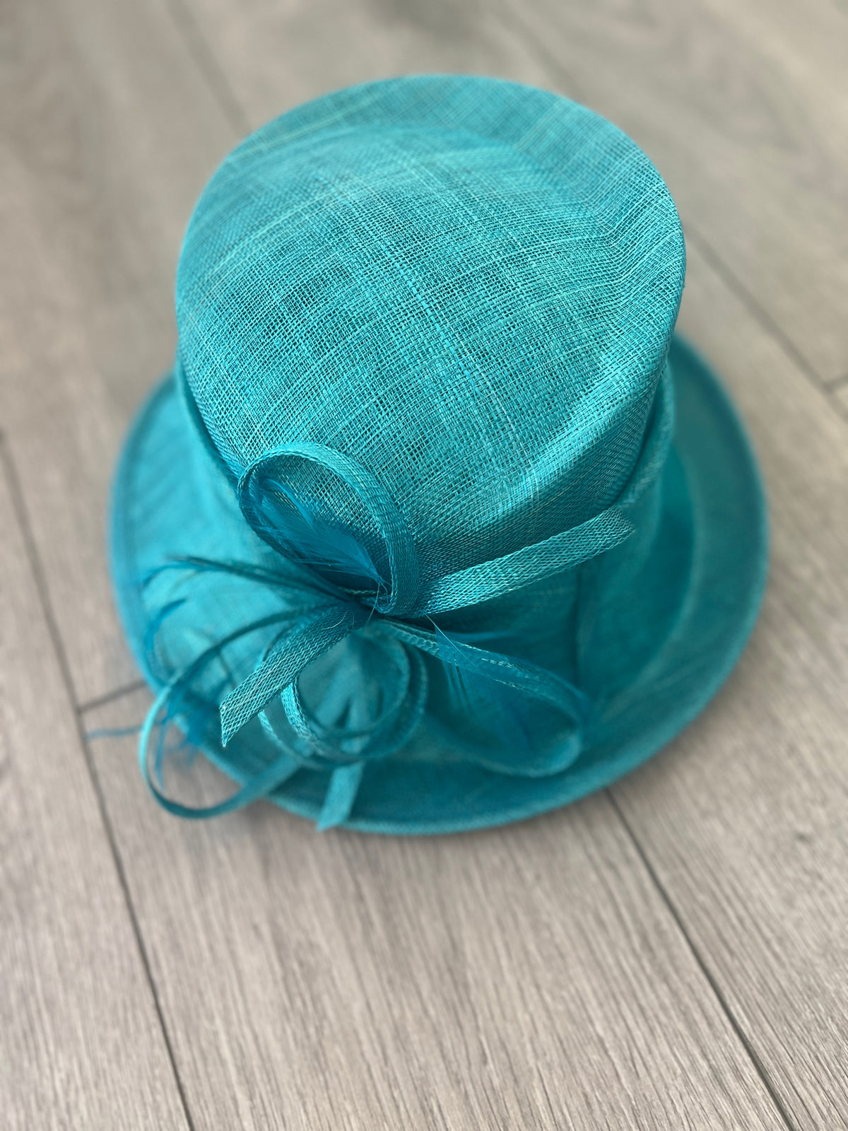 Short Brim Winter Teal Occasion Hat-Fascinators Direct
