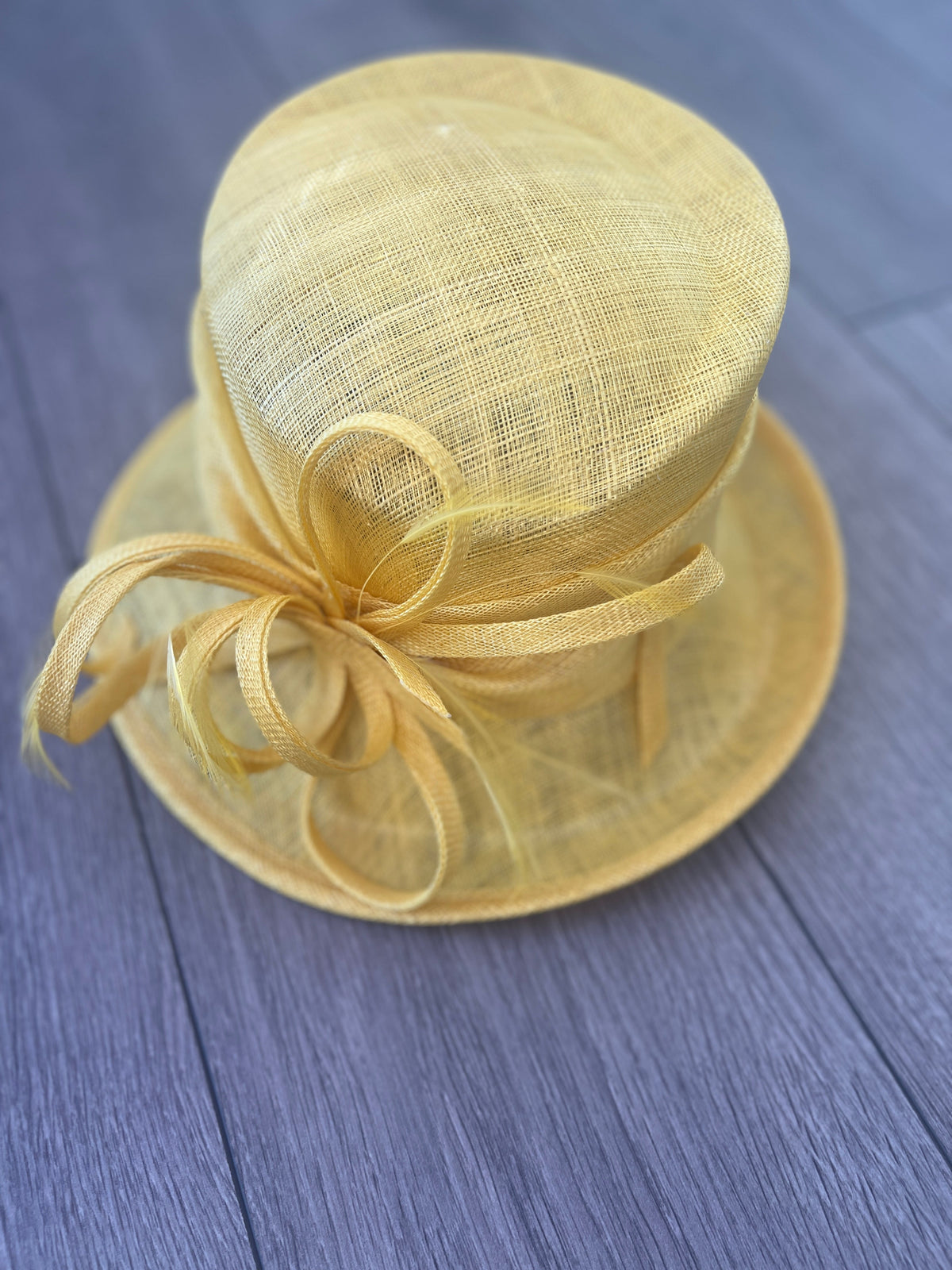 Short Brim Yellow Occasion Hat-Fascinators Direct