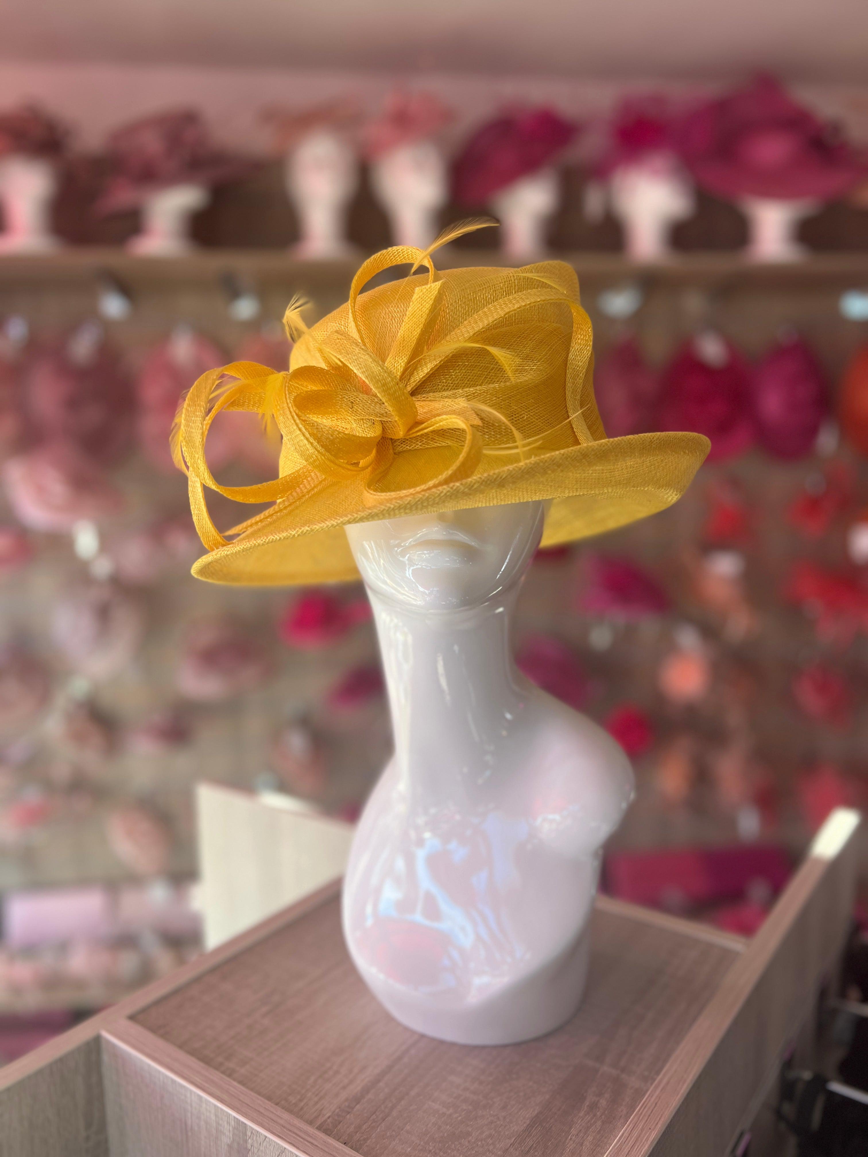 Short Brim Yellow Occasion Hat