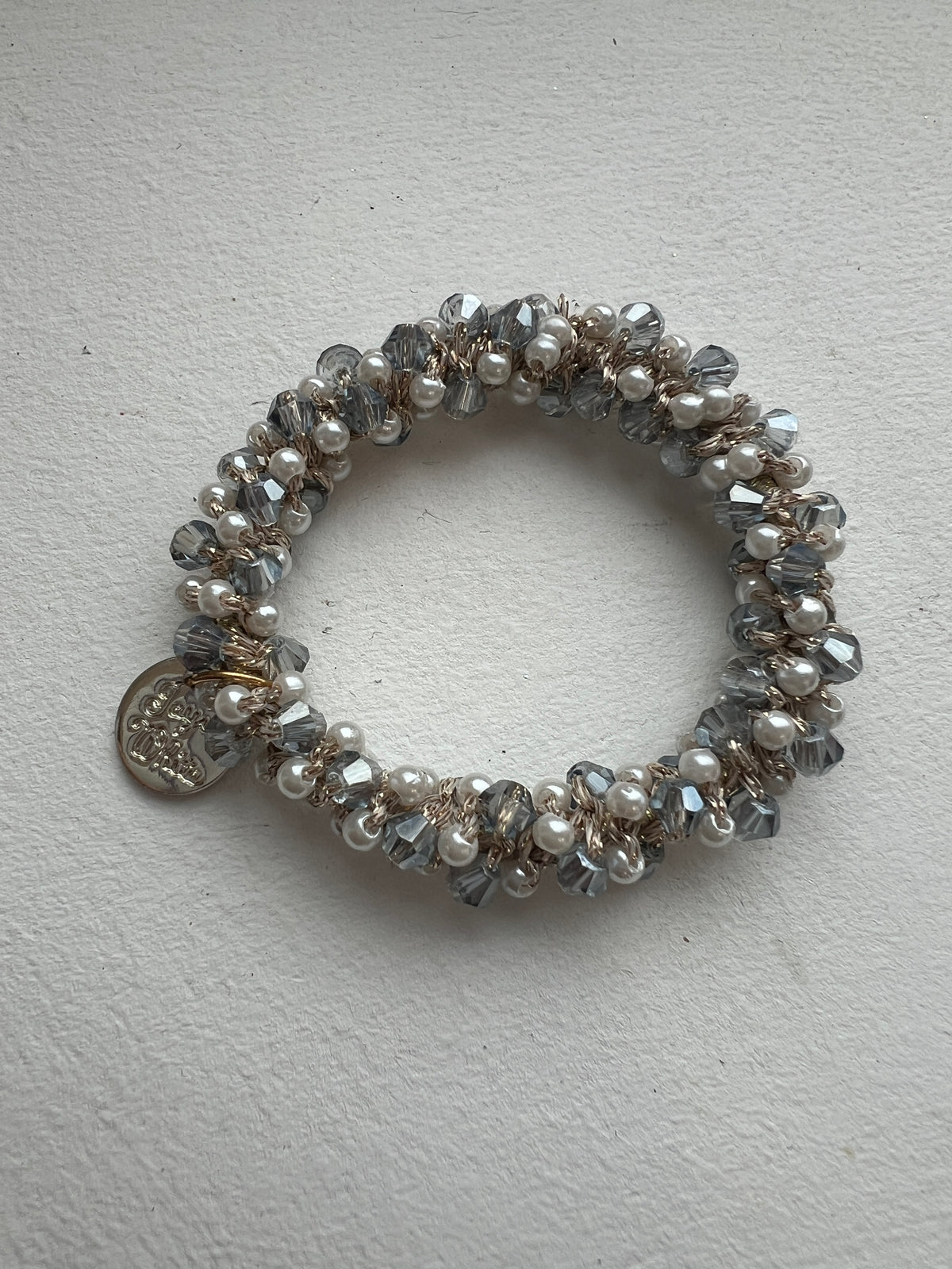 Silver Beads &amp; Faux White Pearls Hair Tie-Fascinators Direct