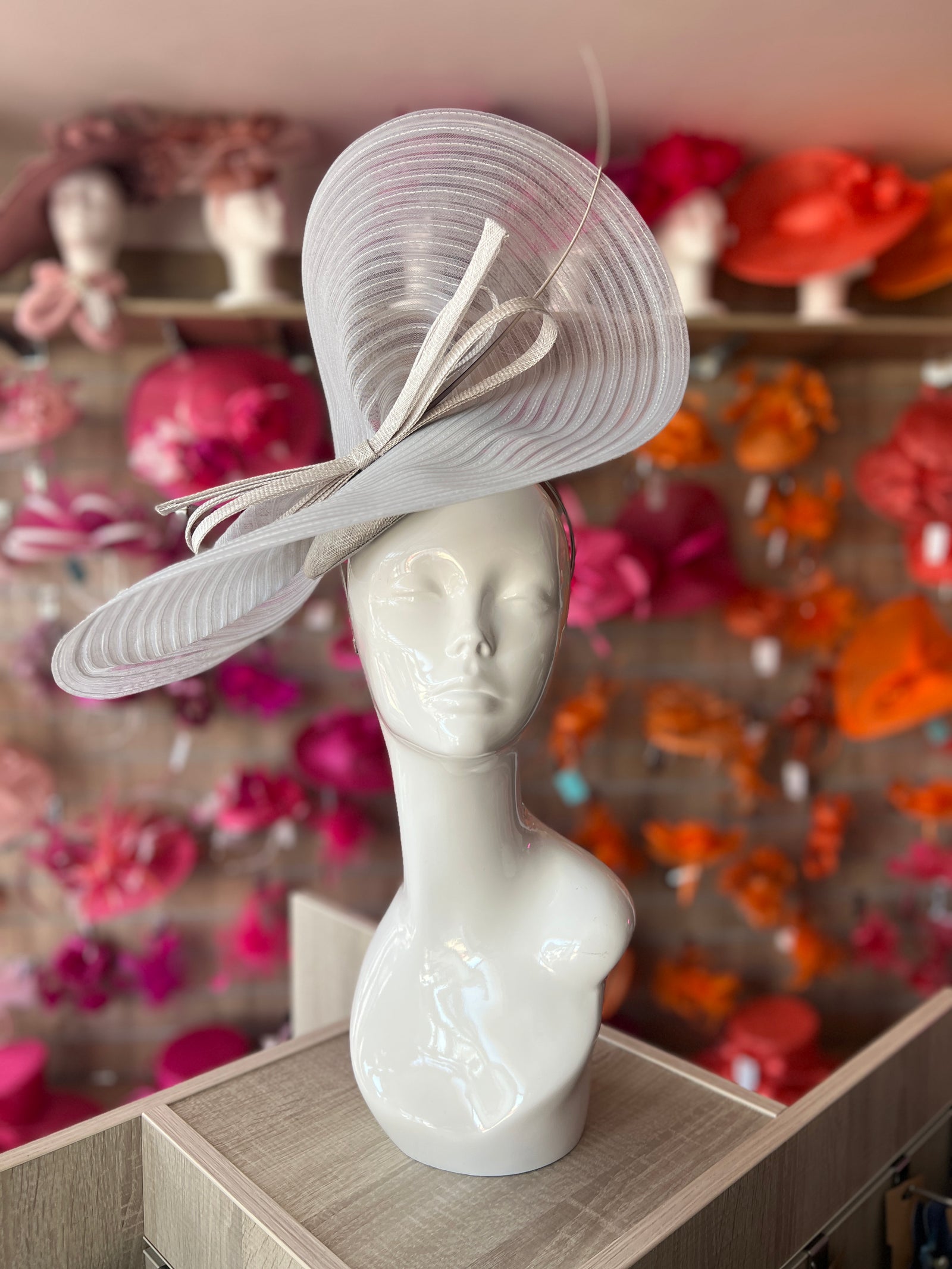 Silver Crinoline Hatinator with Bow-Fascinators Direct