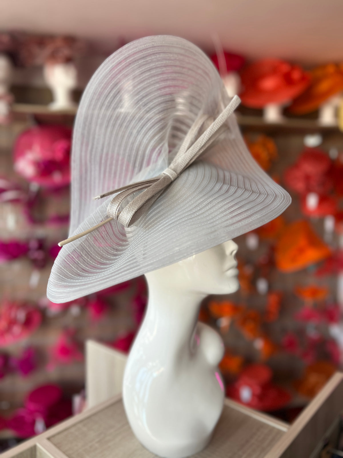 Silver Crinoline Hatinator with Bow-Fascinators Direct