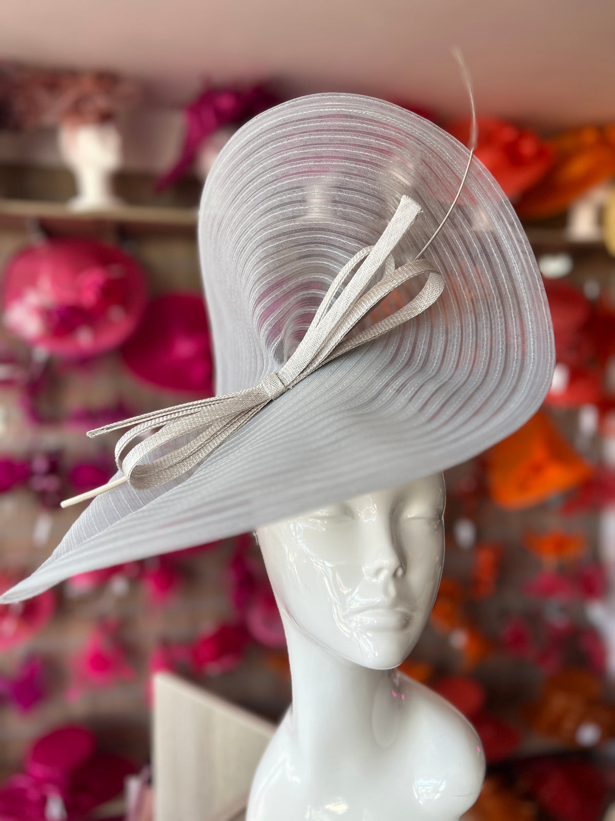 Silver Crinoline Hatinator with Bow-Fascinators Direct