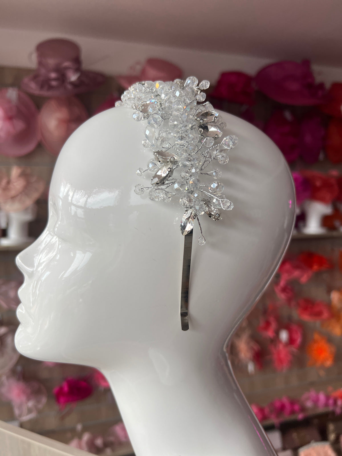 Silver Crystal Headband Fascinator-Fascinators Direct