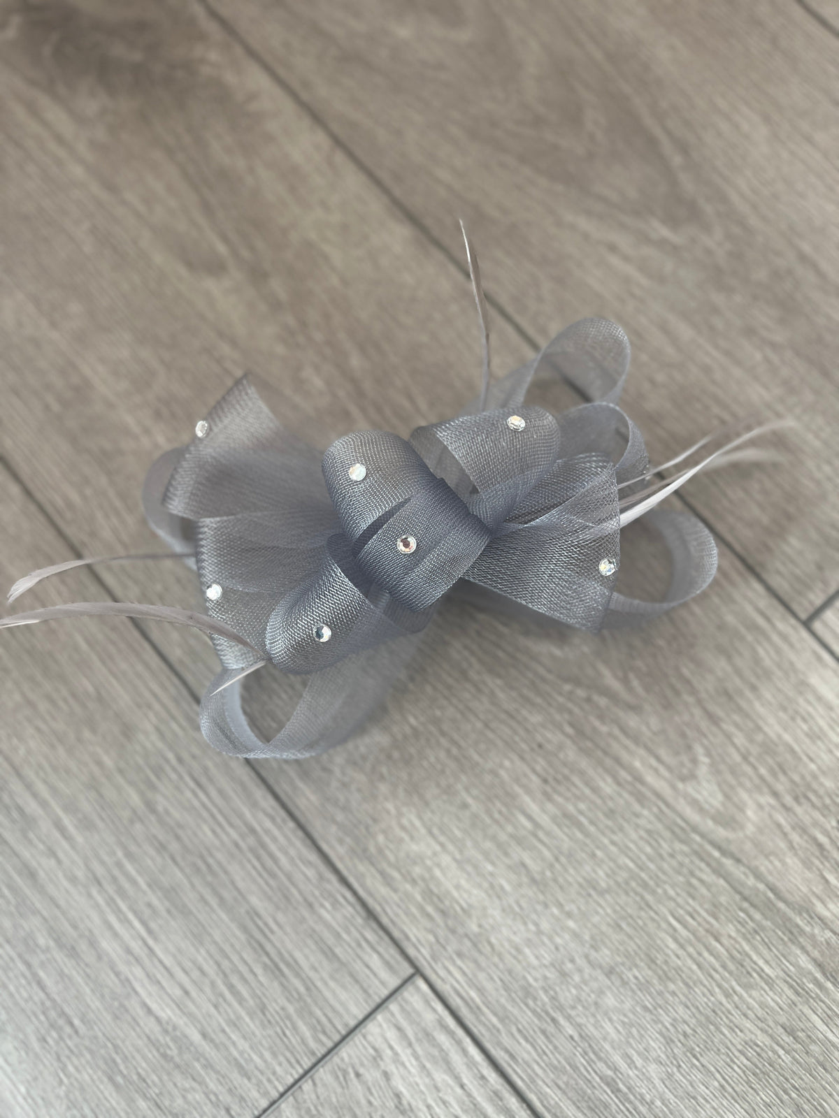 Silver Diamanté Loop Bow Fascinator-Fascinators Direct