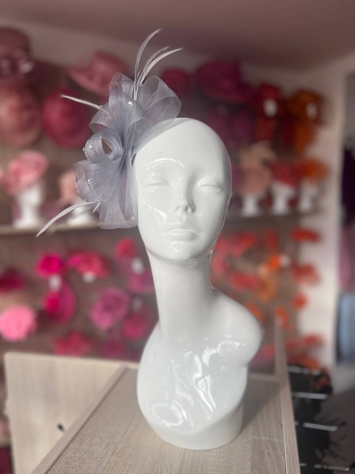 Silver Diamanté Loop Bow Fascinator-Fascinators Direct