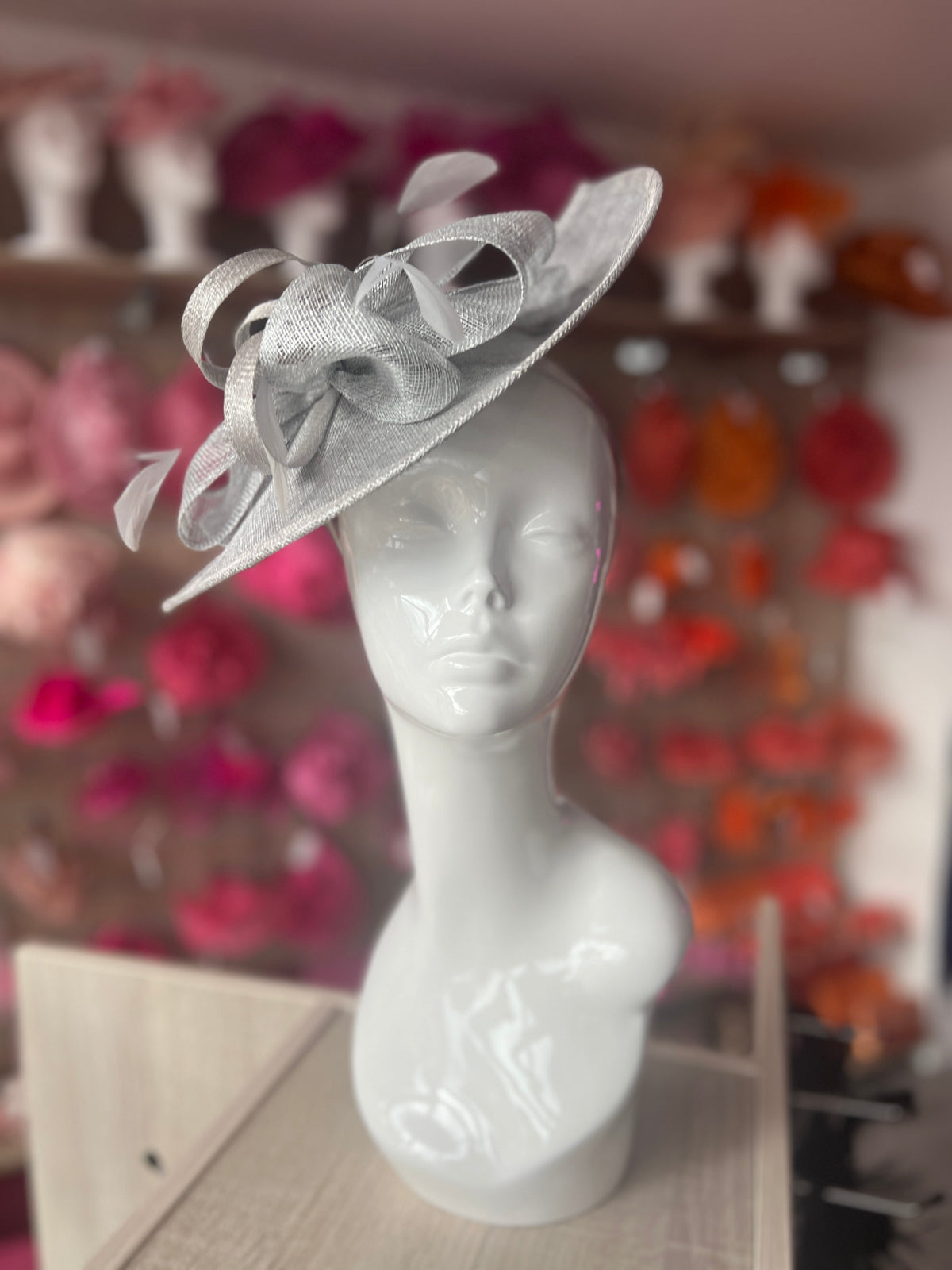 Silver Disc Fascinator with Decorative Bow-Fascinators Direct