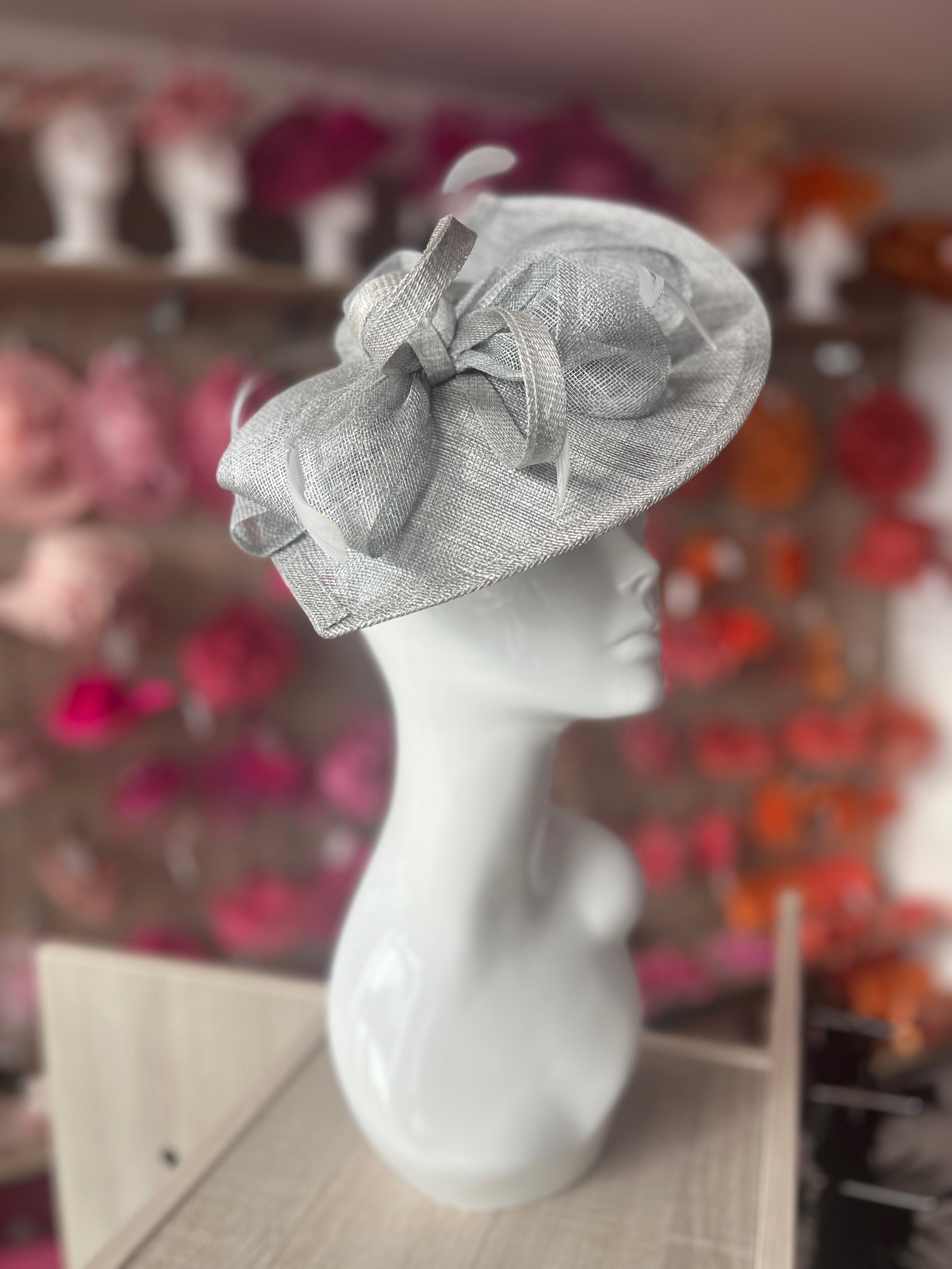 Silver Disc Fascinator with Decorative Bow display picture 3