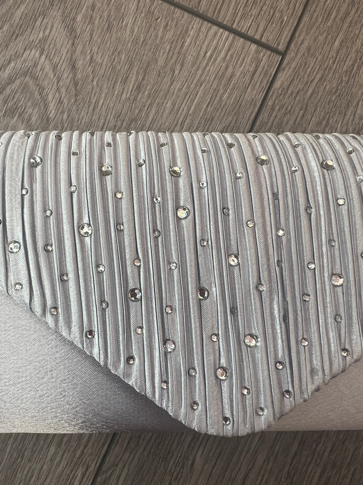 Silver Envelope Clutch Bag with Crystal Rhinestones-Fascinators Direct
