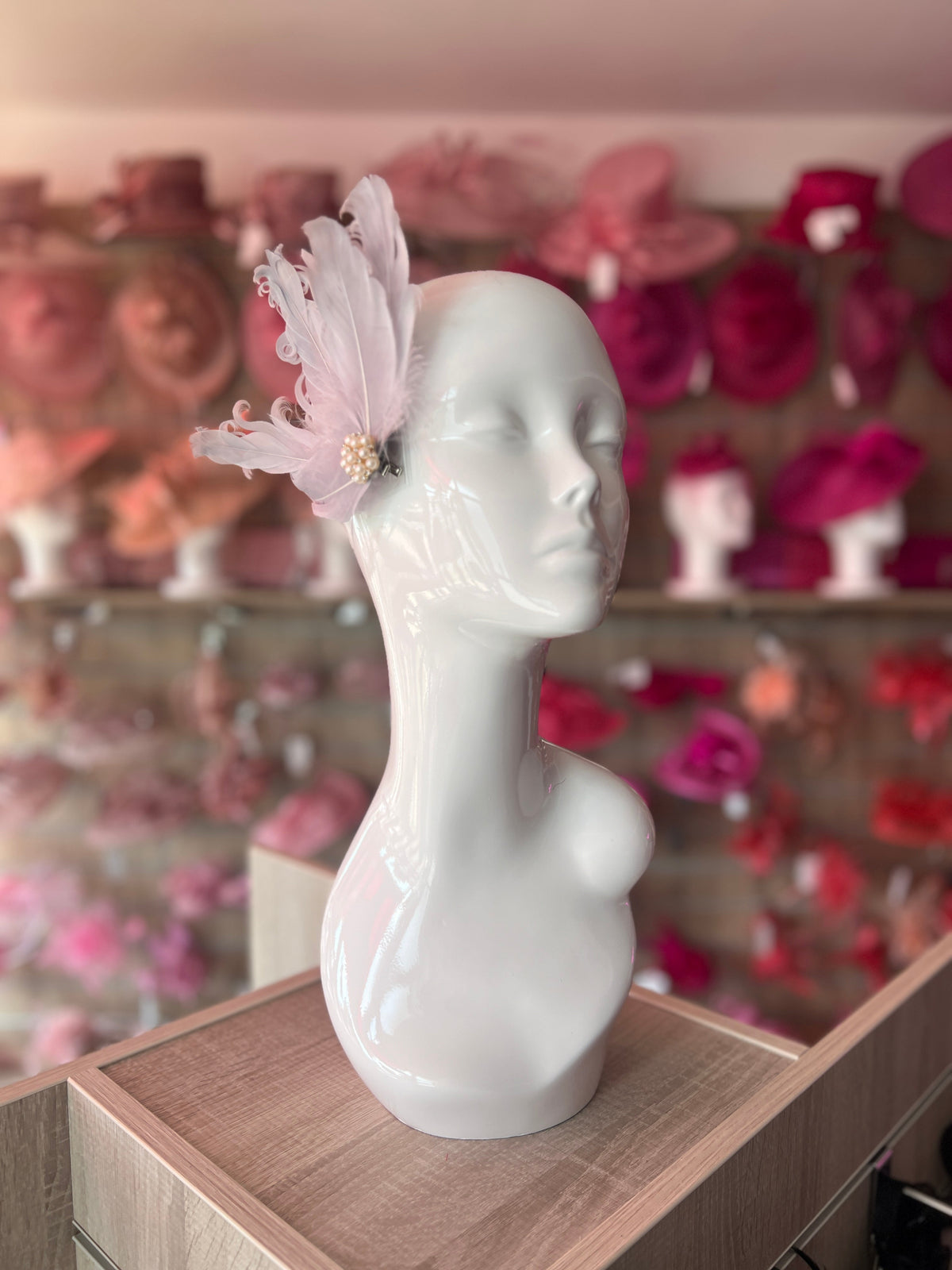 Silver Fascinator Clip with Vintage Feathers &amp; Pearls-Fascinators Direct