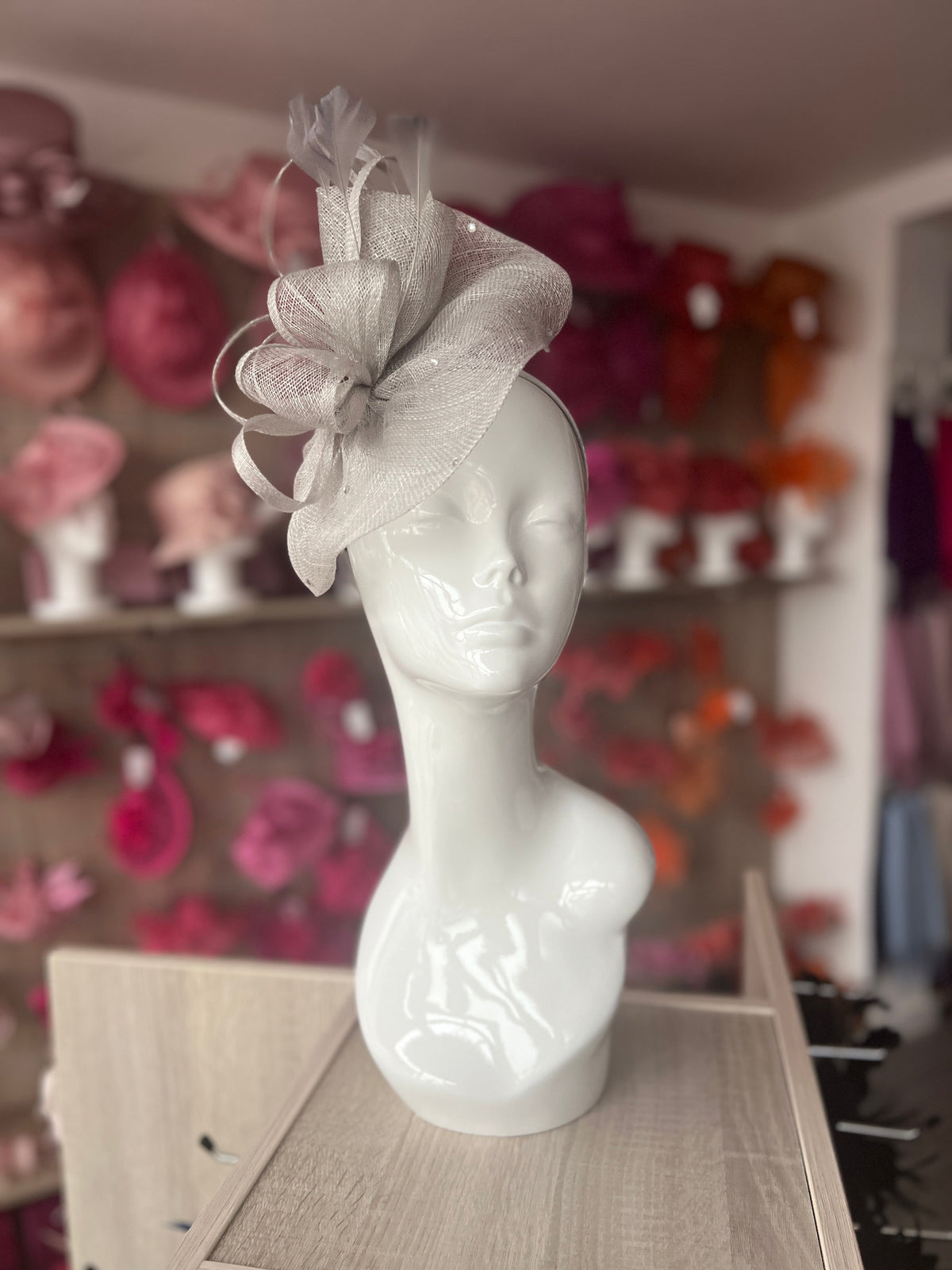 Silver Fascinator With Diamanté Oval Base-Fascinators Direct