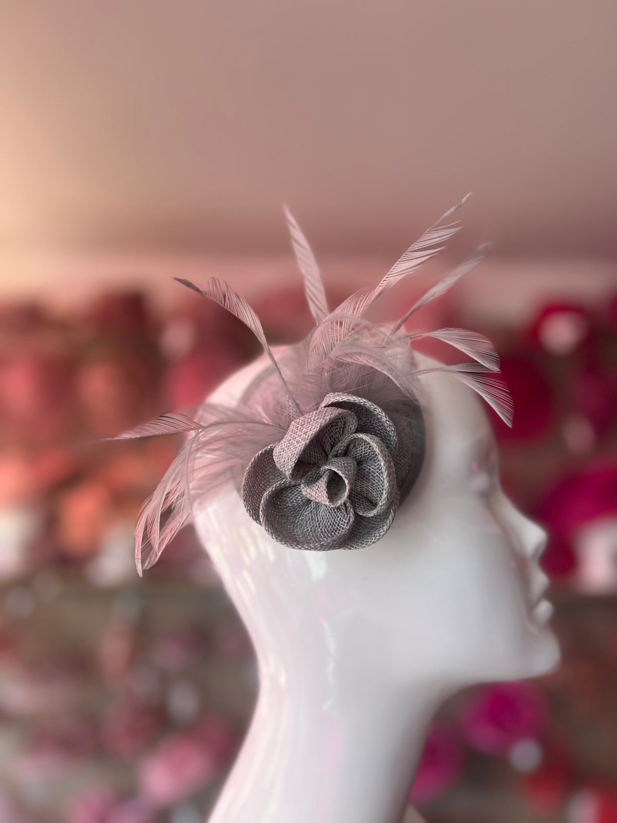 Silver Fascinator with Lily Flower &amp; Feathers-Fascinators Direct