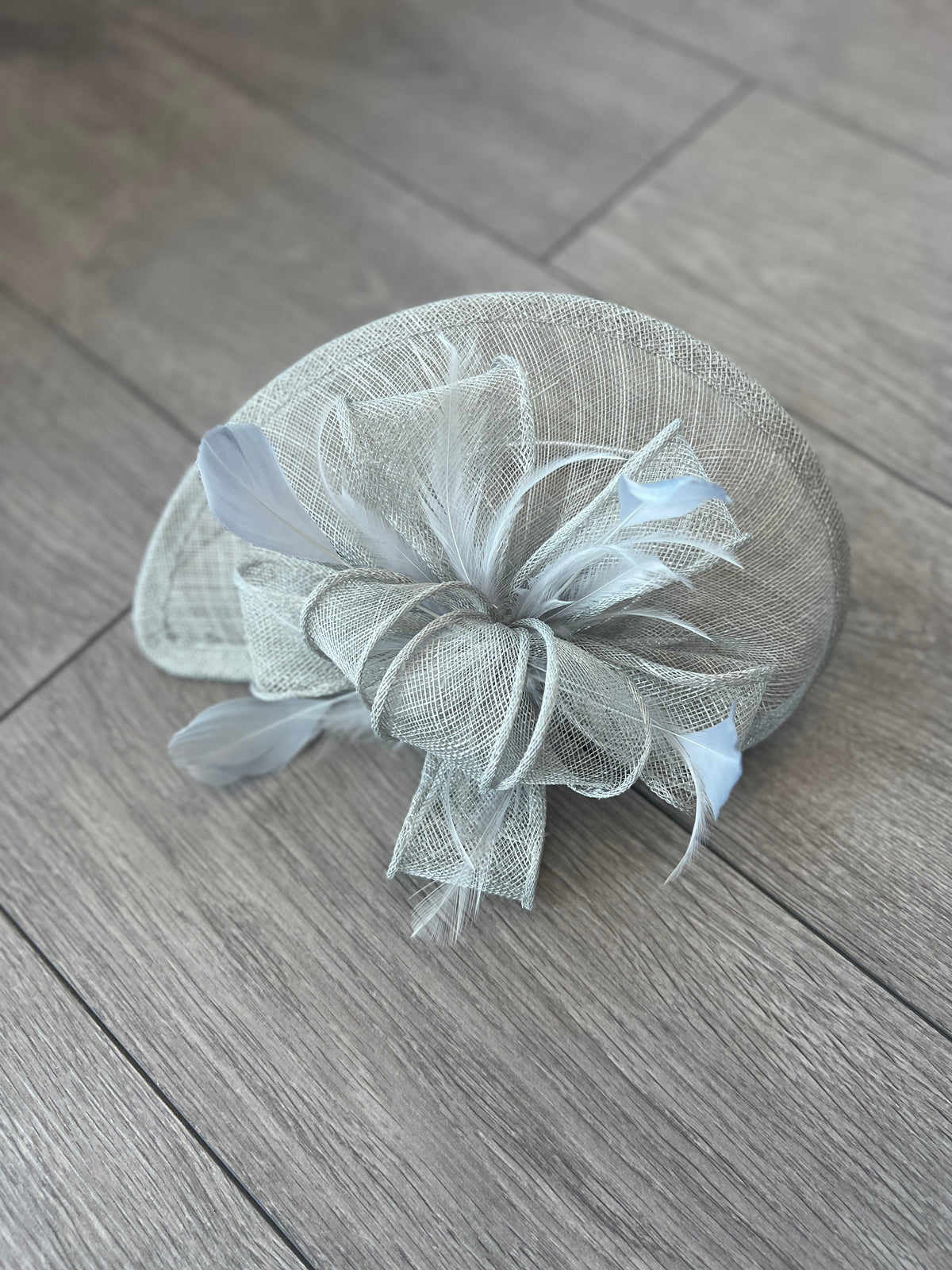 Silver Fascinator with Ruched Sinamay &amp; Loops-Fascinators Direct