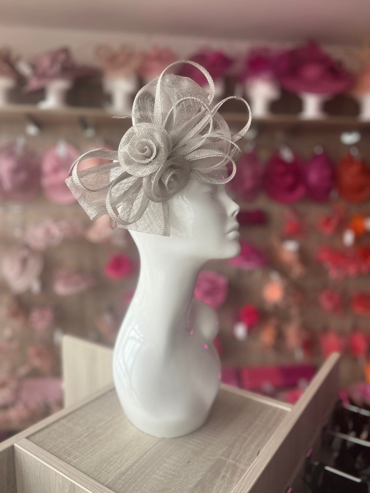 Silver Flower Fascinator With Wispy Feathers-Fascinators Direct