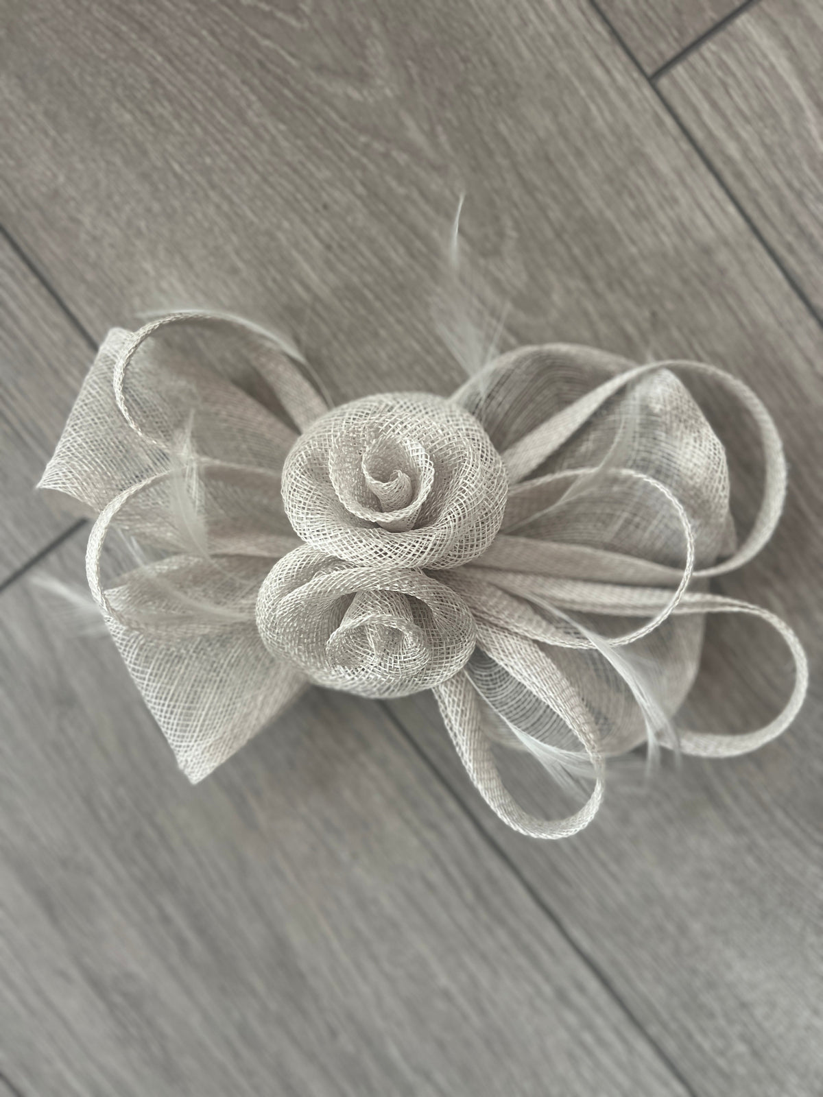 Silver Flower Fascinator With Wispy Feathers-Fascinators Direct