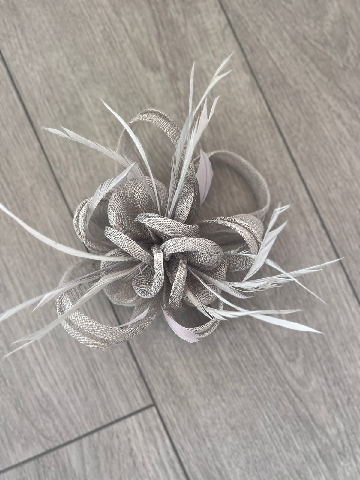 Silver Flower Fascinator with Loops &amp; Feathers-Fascinators Direct