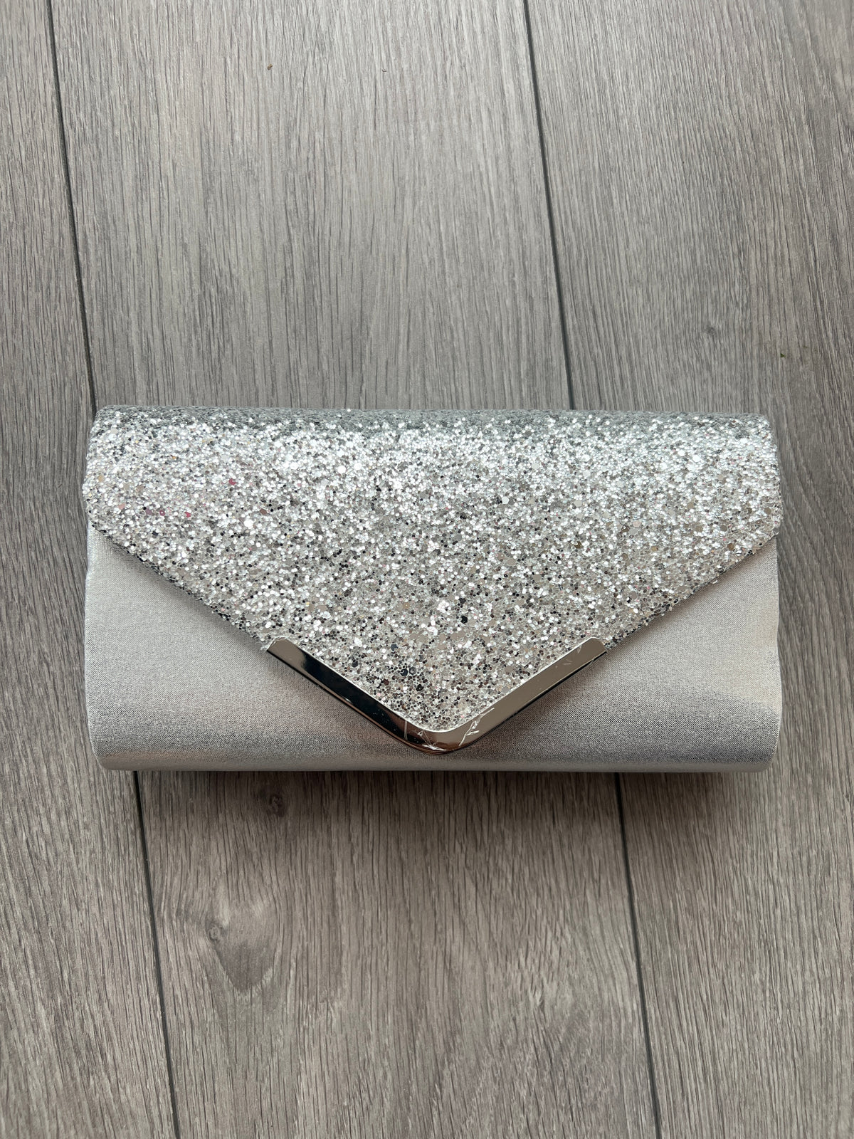 Silver Glitter Clutch Bag-Fascinators Direct