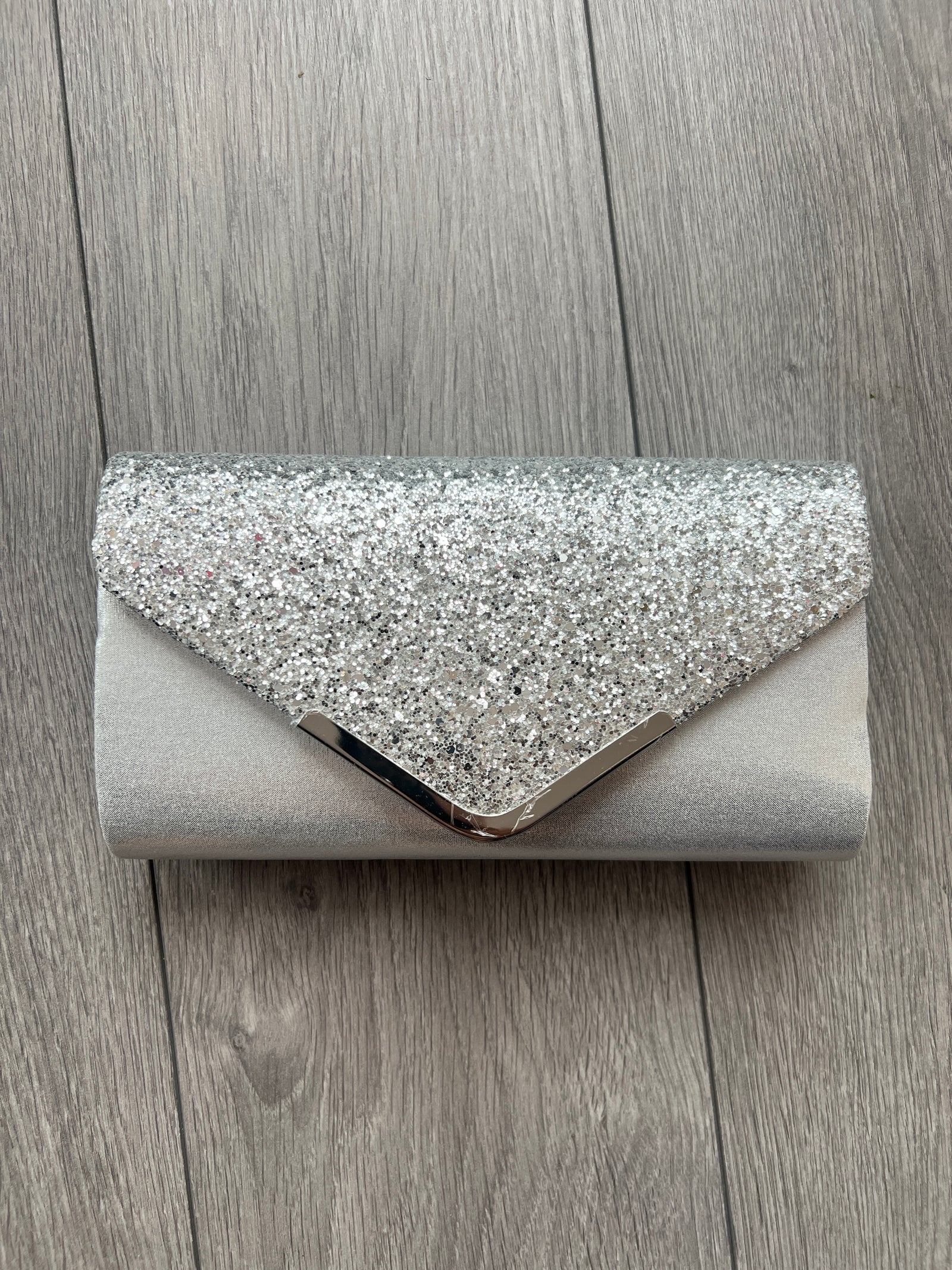 Silver Glitter Clutch Bag-Fascinators Direct