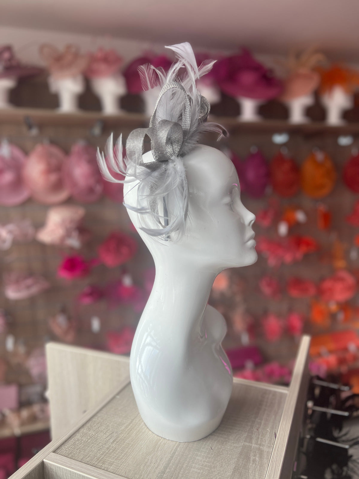 Silver Headband Fascinator With Loops &amp; Wispy Feathers-Fascinators Direct