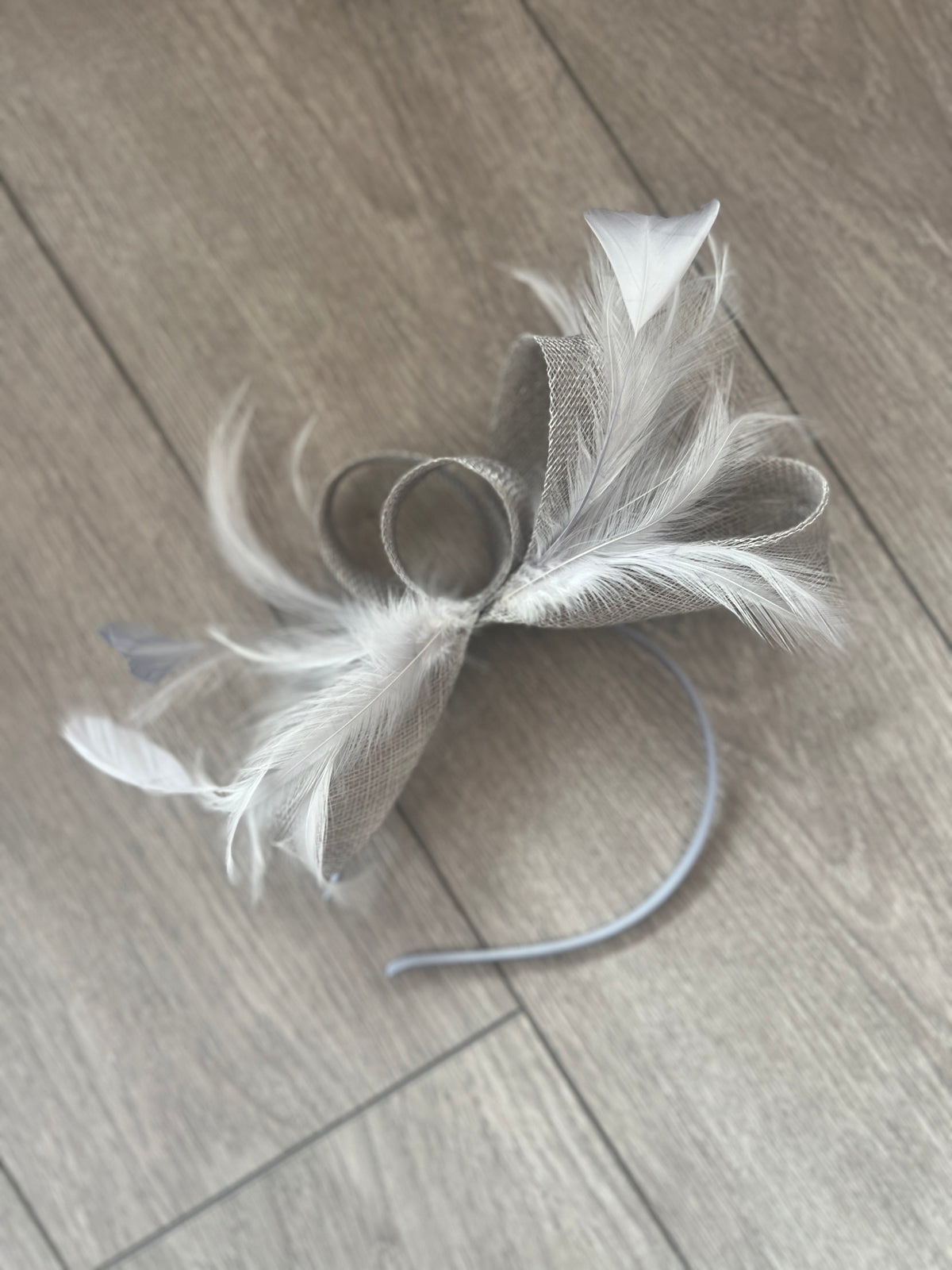 Silver Headband Fascinator With Loops &amp; Wispy Feathers-Fascinators Direct