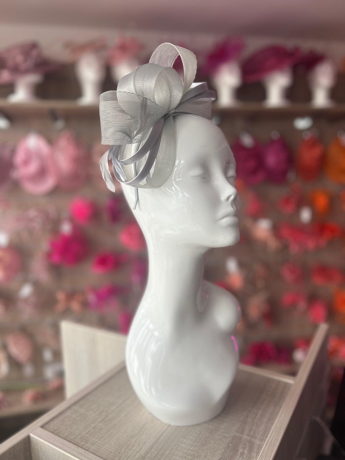 Silver Large Loop Crinoline &amp; Satin Headband Fascinator-Fascinators Direct