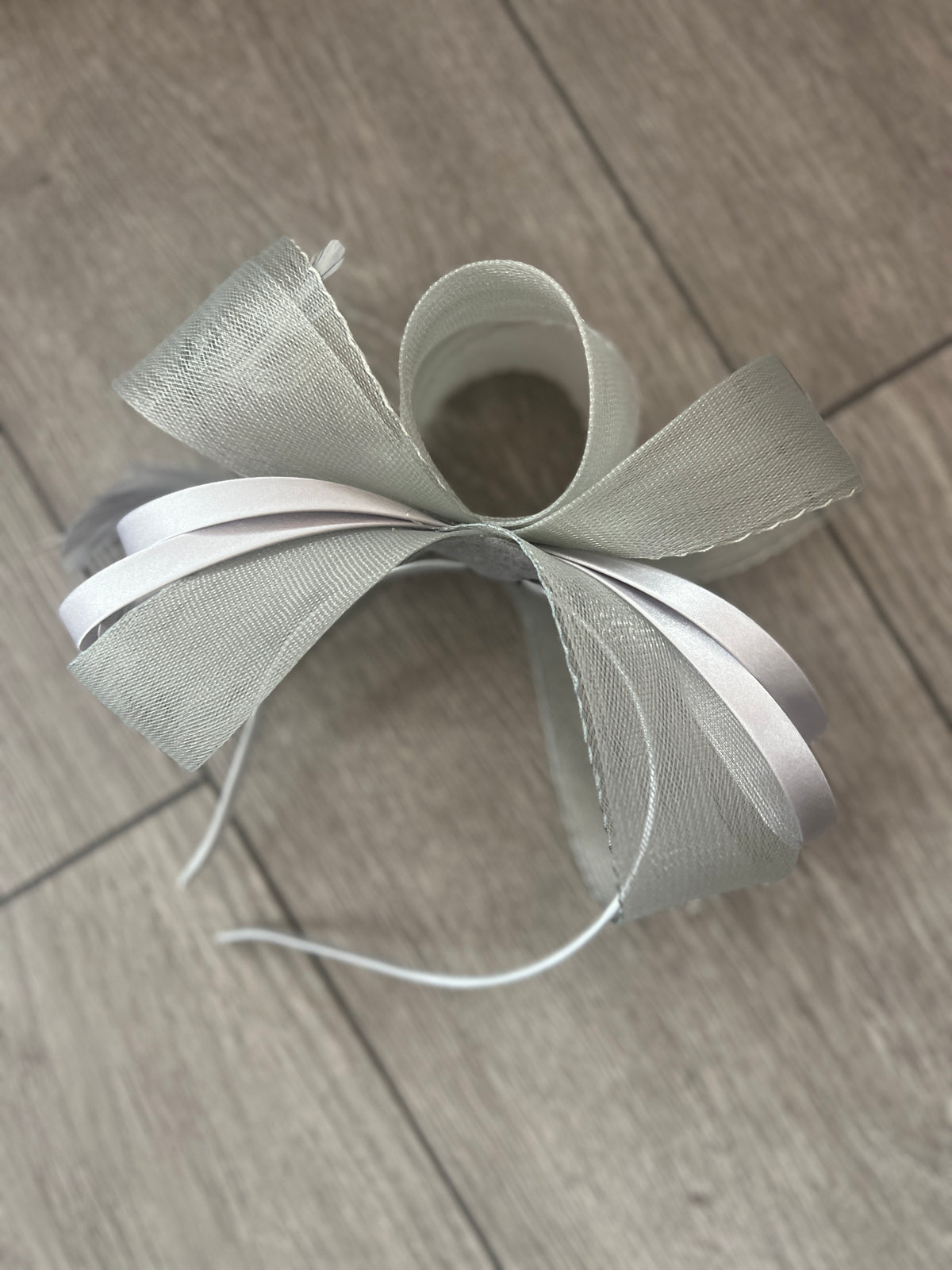 Silver Large Loop Crinoline &amp; Satin Headband Fascinator-Fascinators Direct