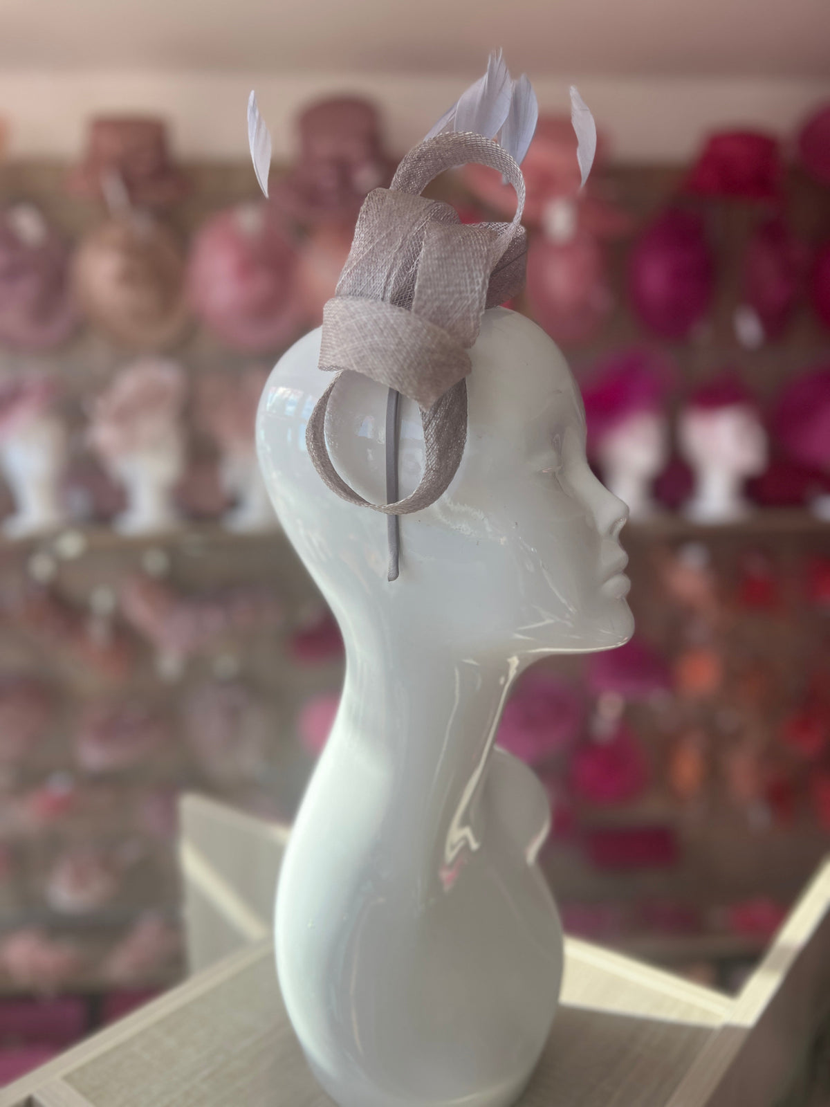 Silver Large Loop Feather Headband Fascinator-Fascinators Direct