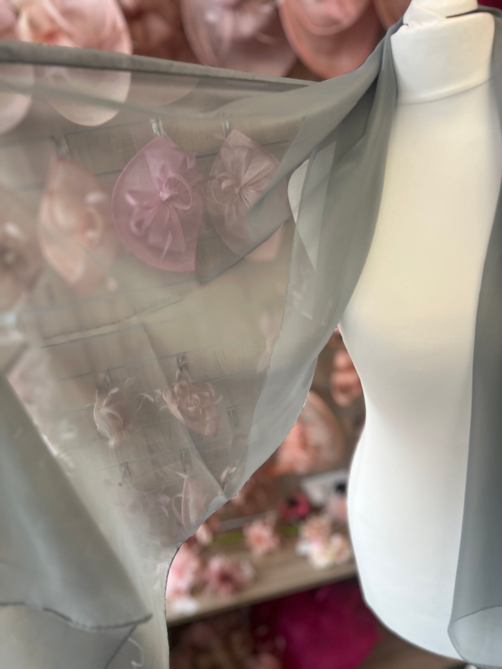 Silver / Light Grey Chiffon Scarf-Fascinators Direct