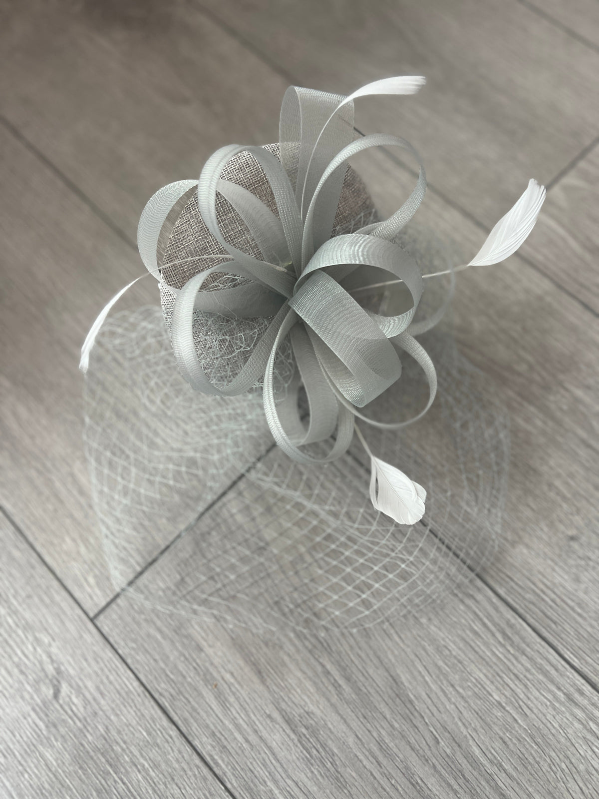 Silver Pillbox Fascinator With Birdcage Veil-Fascinators Direct