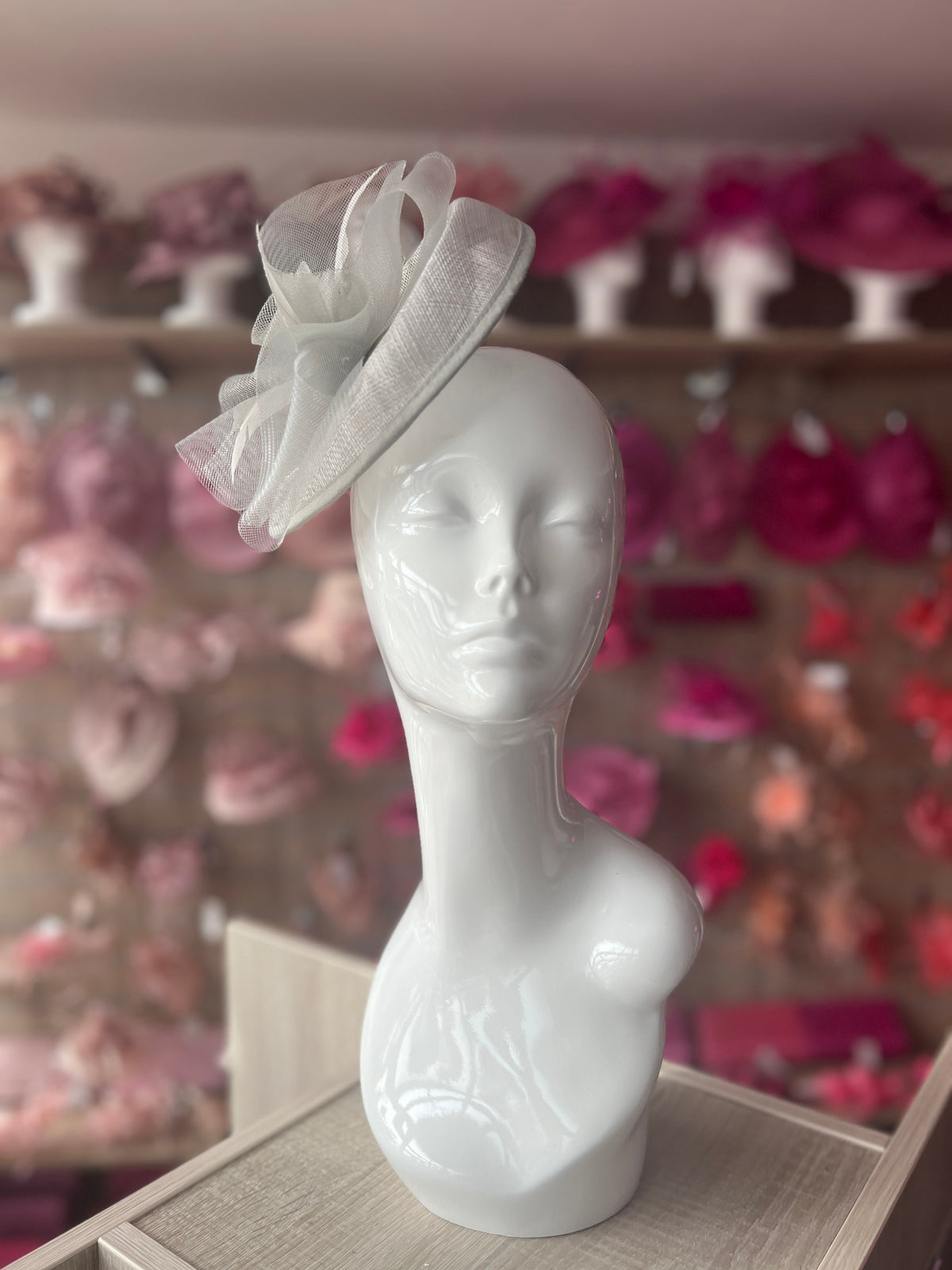 Silver Pillbox Fascinator With Flower-Fascinators Direct