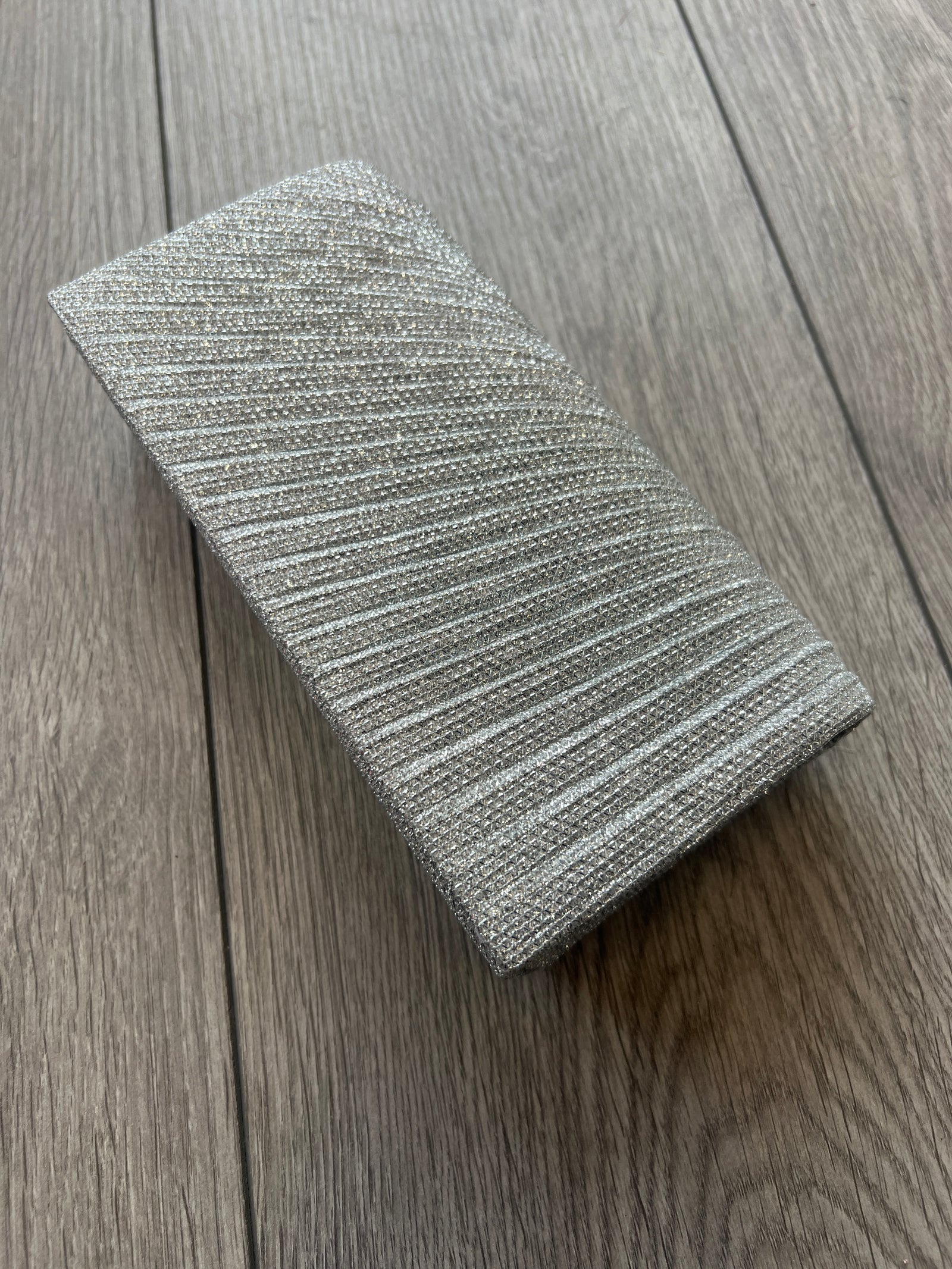 Silver Pleated Glitter Box Clutch Bag-Fascinators Direct