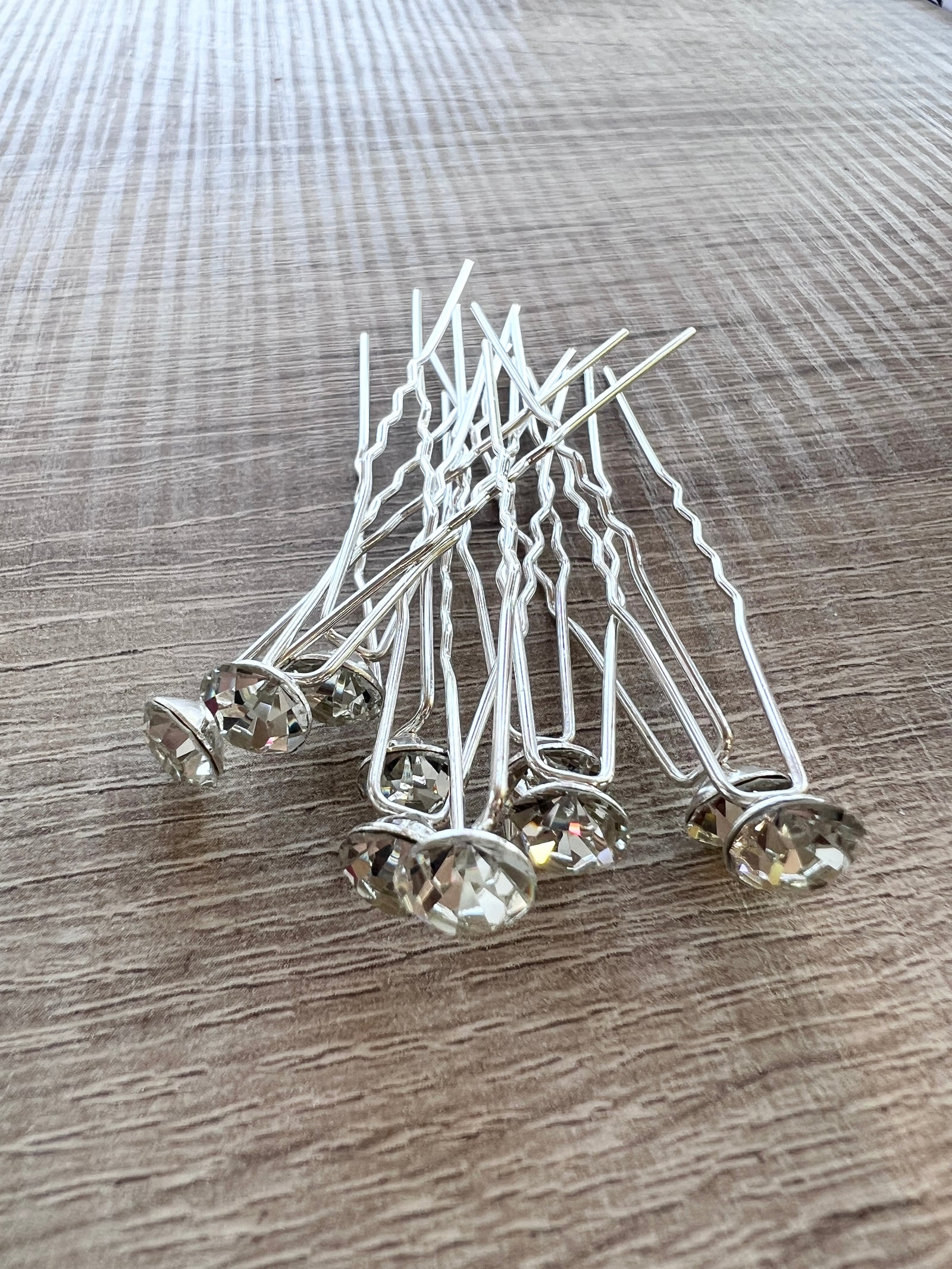 Silver Rhinestone Hair Pins X 10-Fascinators Direct