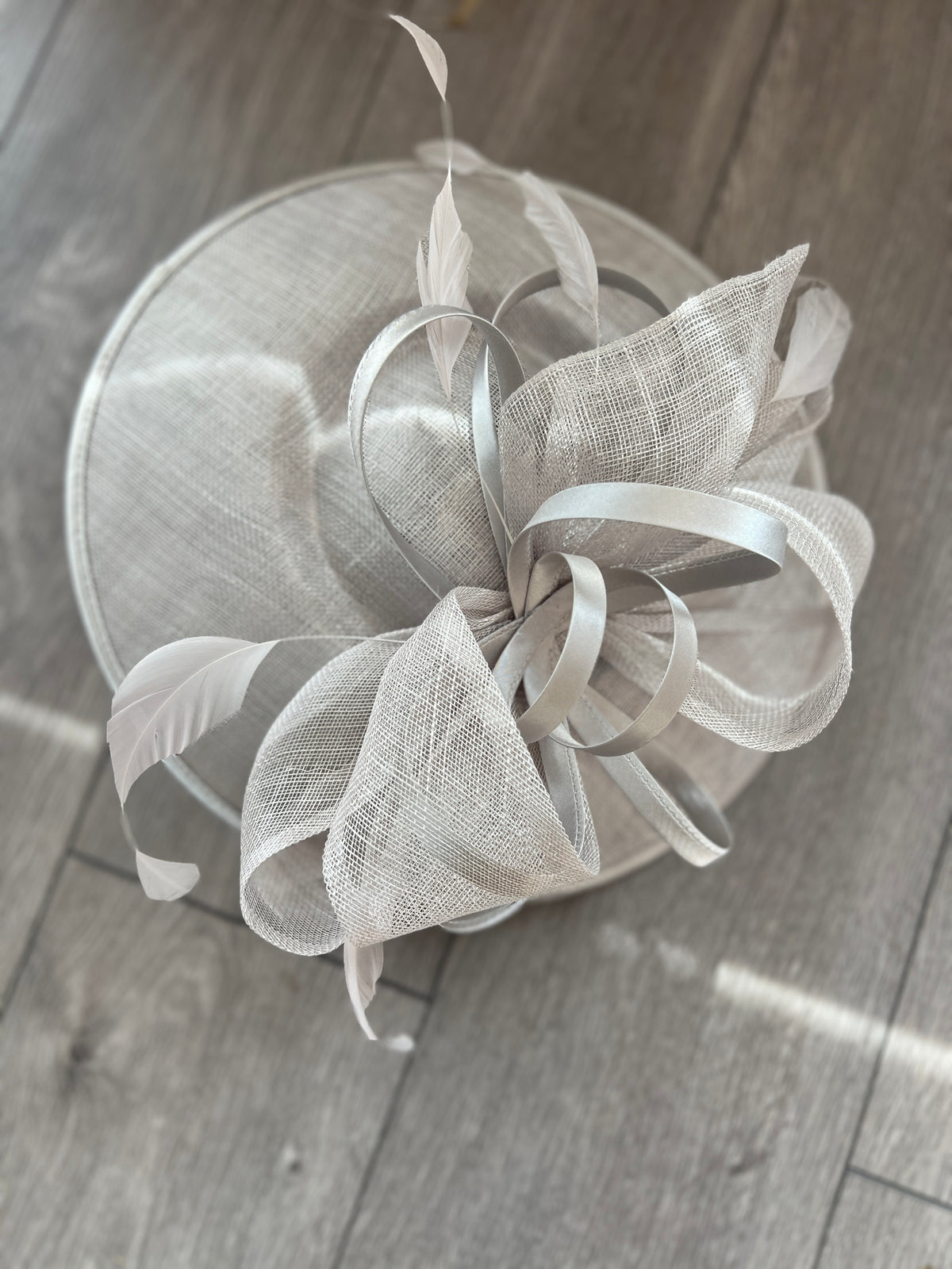 Silver Saucer Hatinator With Decorative Bow-Fascinators Direct