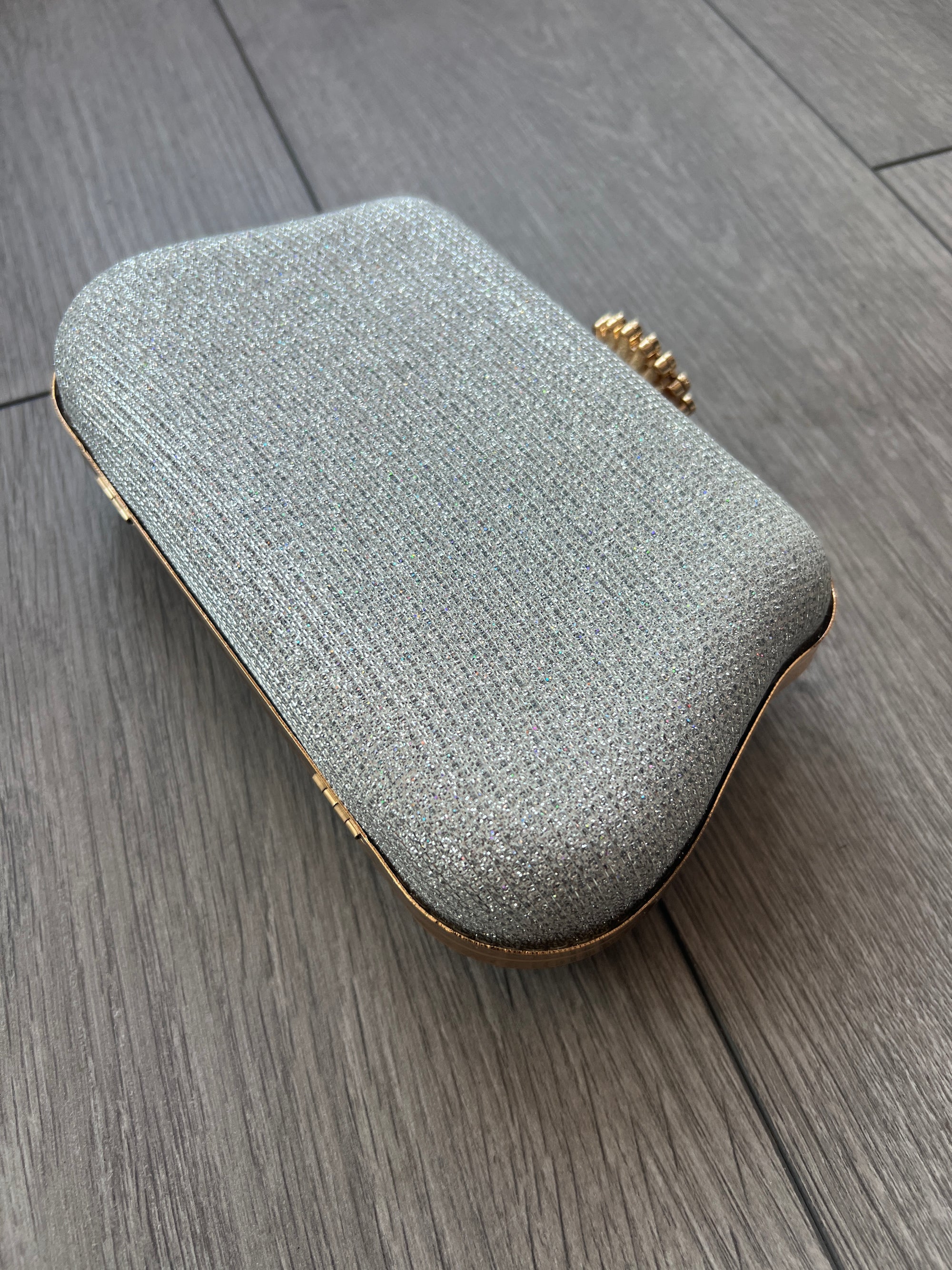 Silver Shimmer Box Clutch Bag-Fascinators Direct