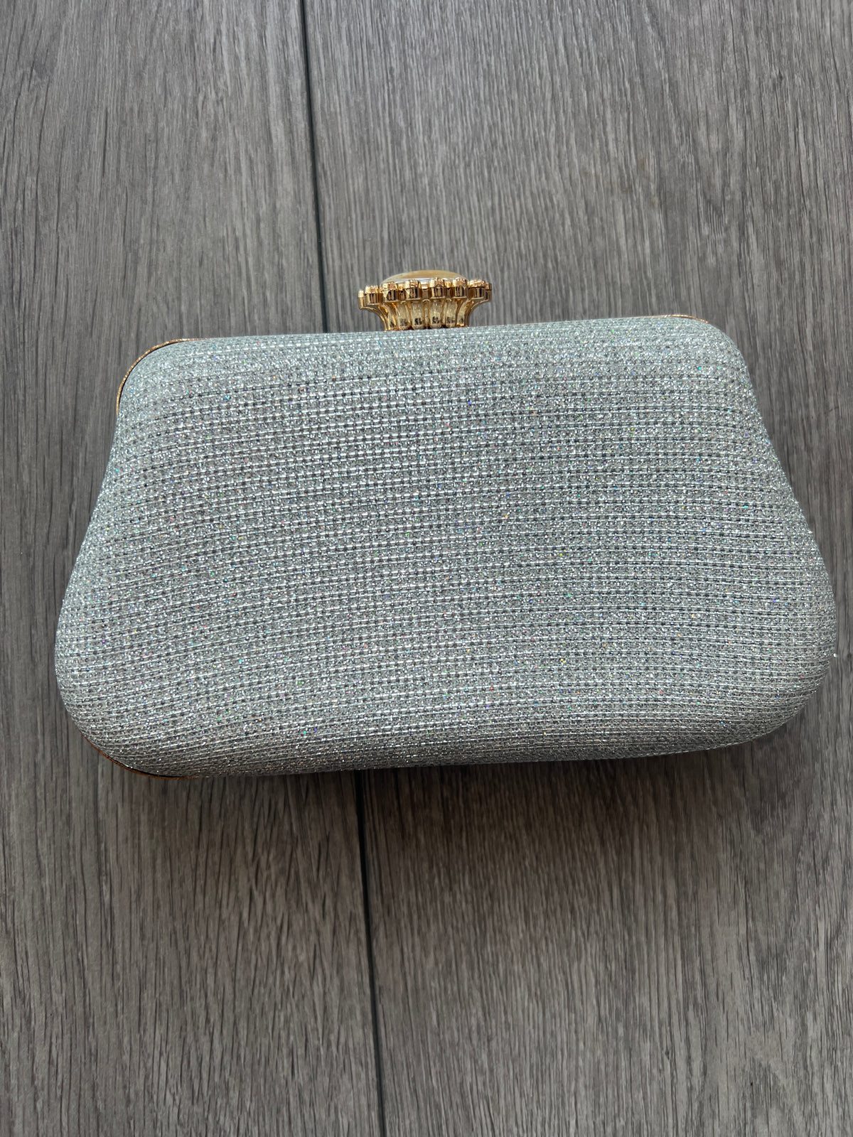 Silver Shimmer Box Clutch Bag-Fascinators Direct