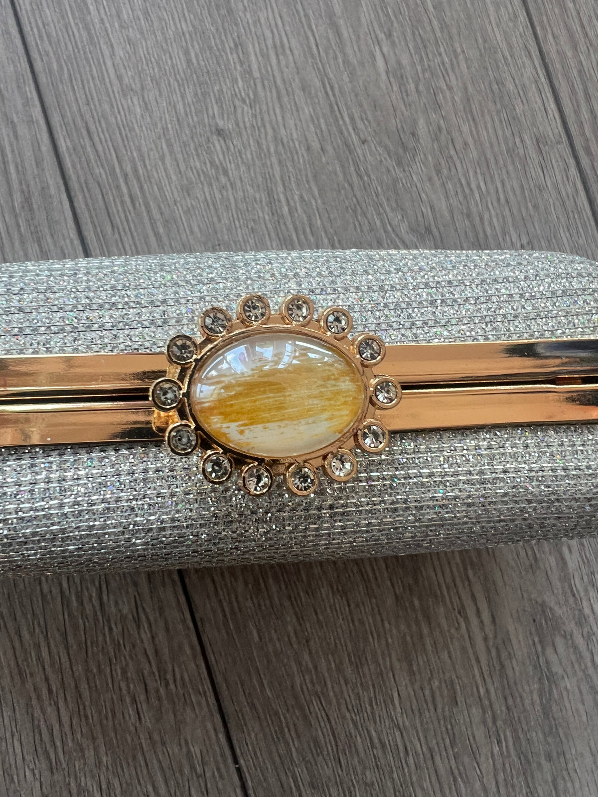 Silver Shimmer Box Clutch Bag-Fascinators Direct