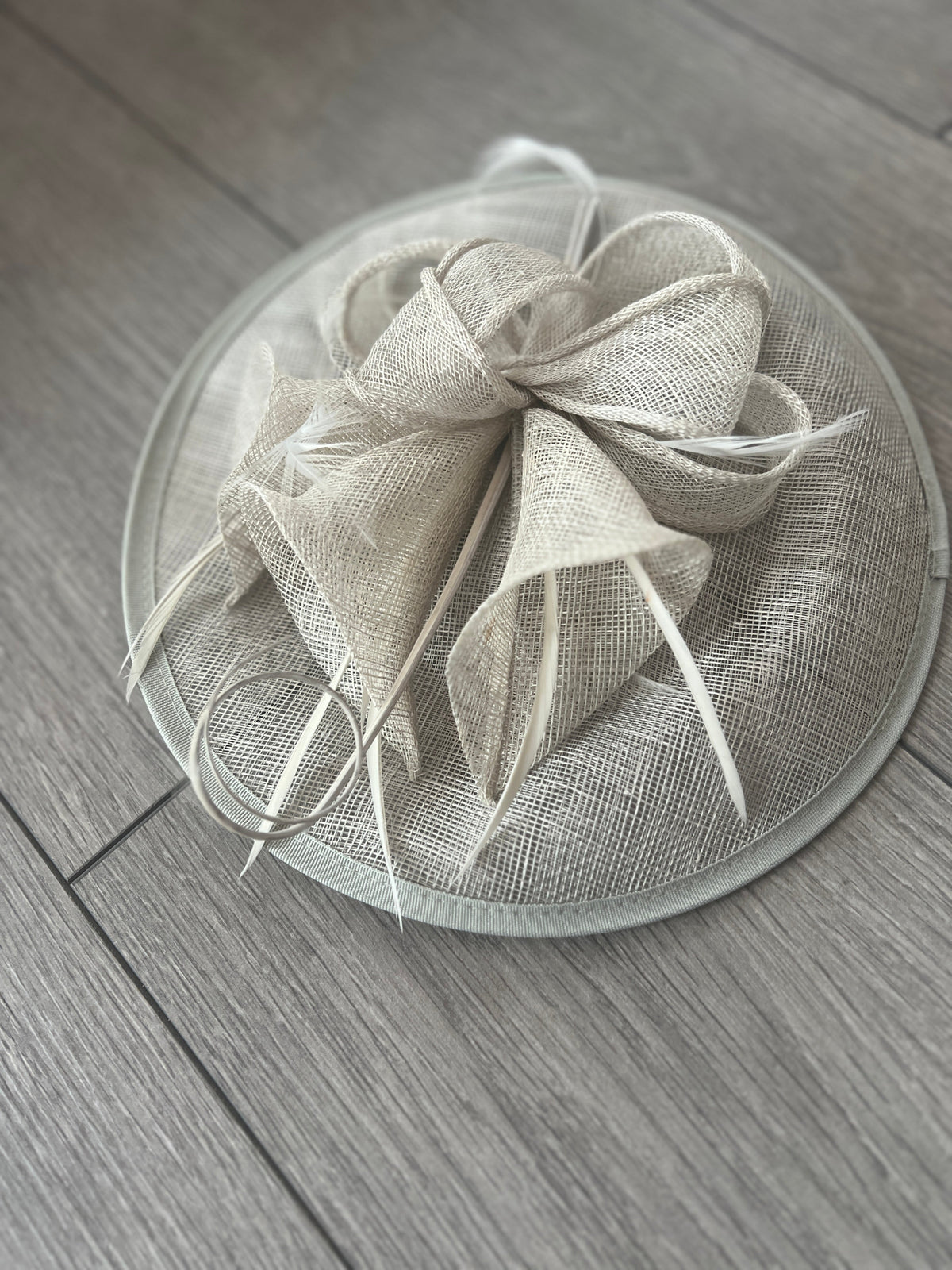 Silver Sinamay Petunia Flower Fascinator With A Saucer Base-Fascinators Direct