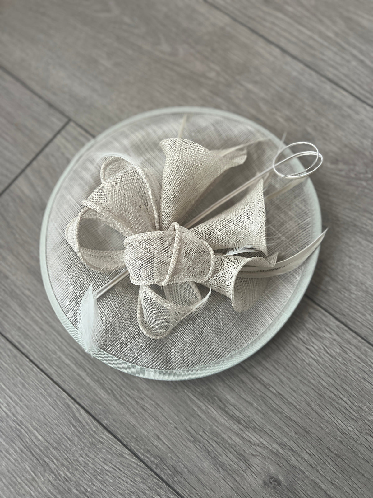 Silver Sinamay Petunia Flower Fascinator With A Saucer Base-Fascinators Direct