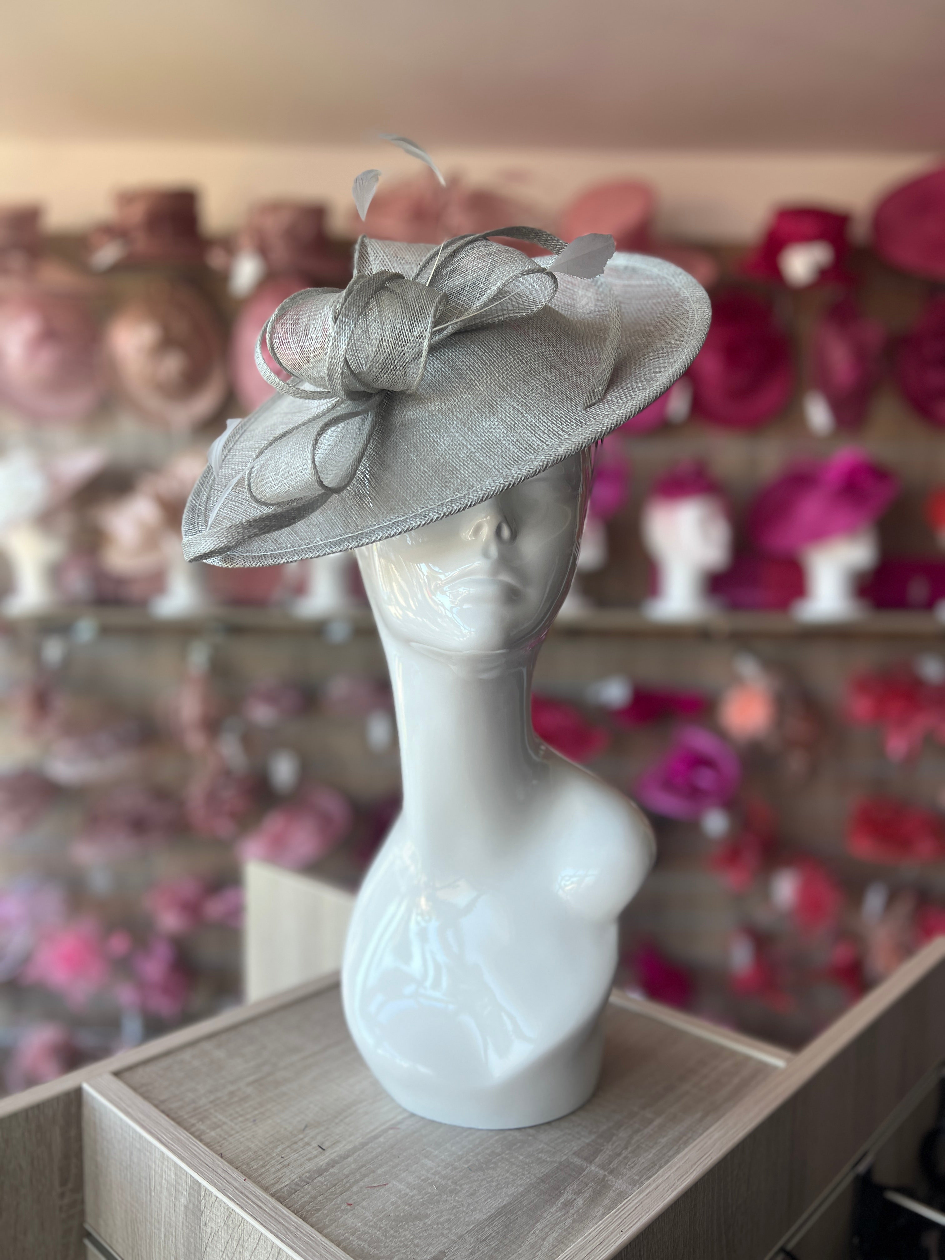 Silver hats and fascinators on sale