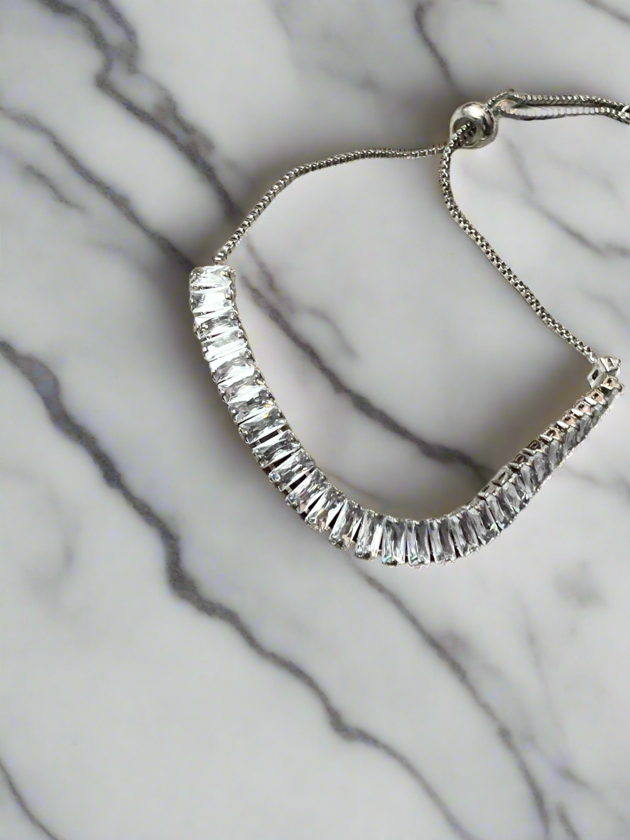 Silver Tone Diamanté Bracelet-Fascinators Direct