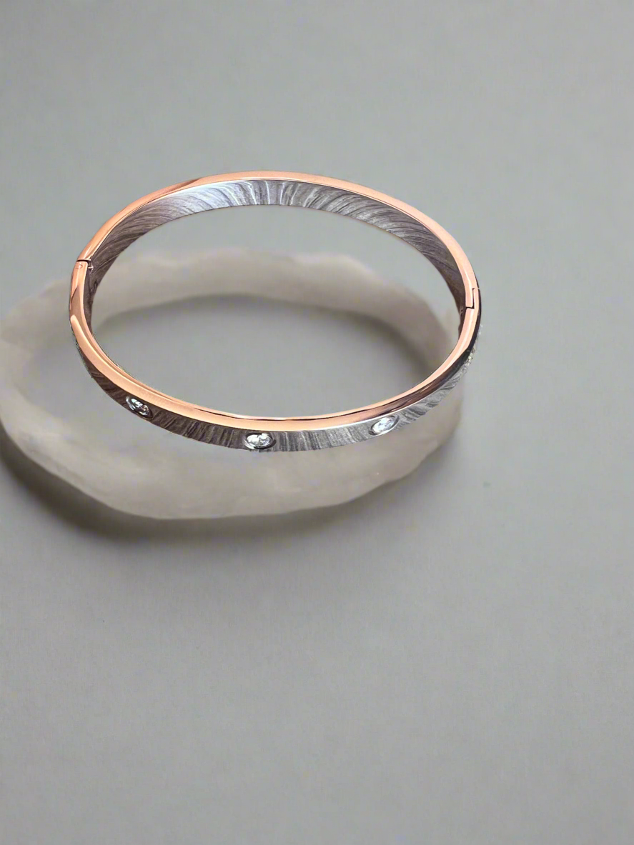 Silver Tone Diamantè Embellished Bangle Bracelet-Fascinators Direct