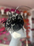 Sinamay Black Round Base Fascinator with Twirl Flower and Feathers-Fascinators Direct