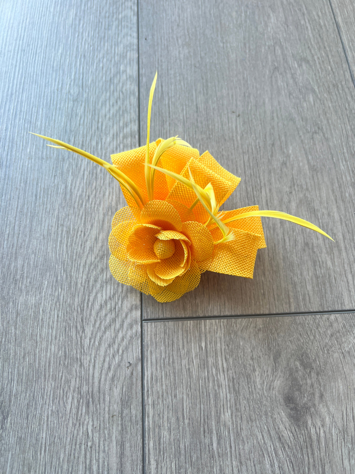 Sinamay Flower Mustard Hair Fascinator-Fascinators Direct