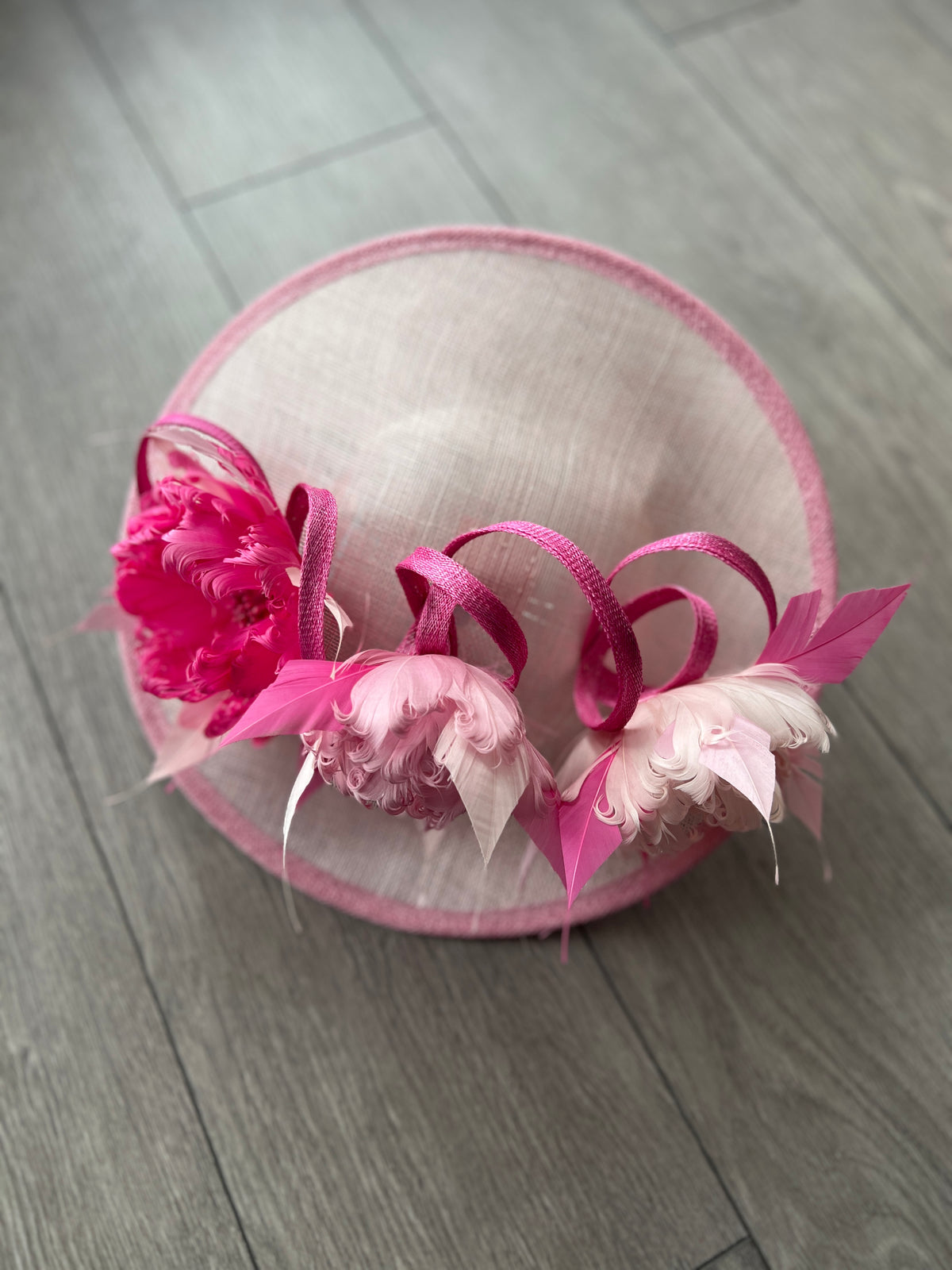 Sinamay Hatinator With Soft Flowers- Candy/Blossom/Flamingo-Fascinators Direct