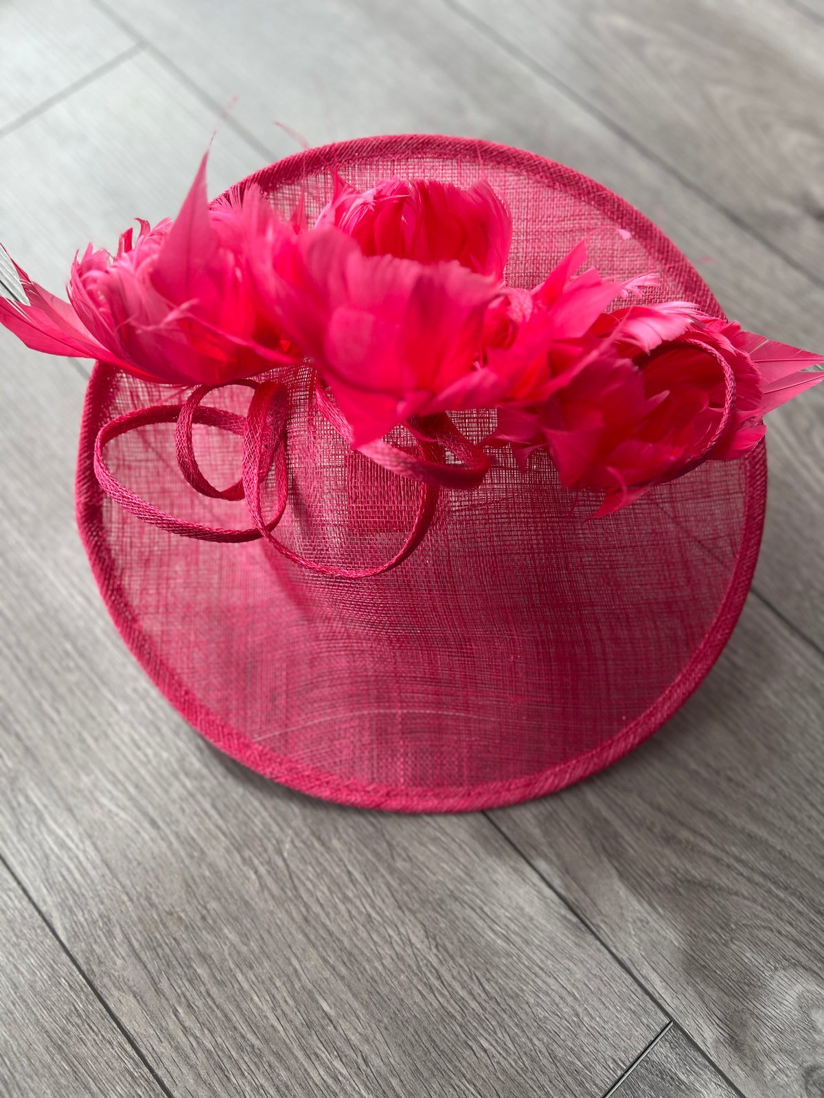 Sinamay Hatinator With Soft Flowers- Cerise-Fascinators Direct
