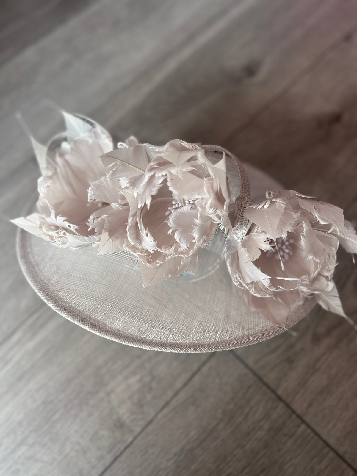 Sinamay Hatinator With Soft Flowers- Silver-Fascinators Direct