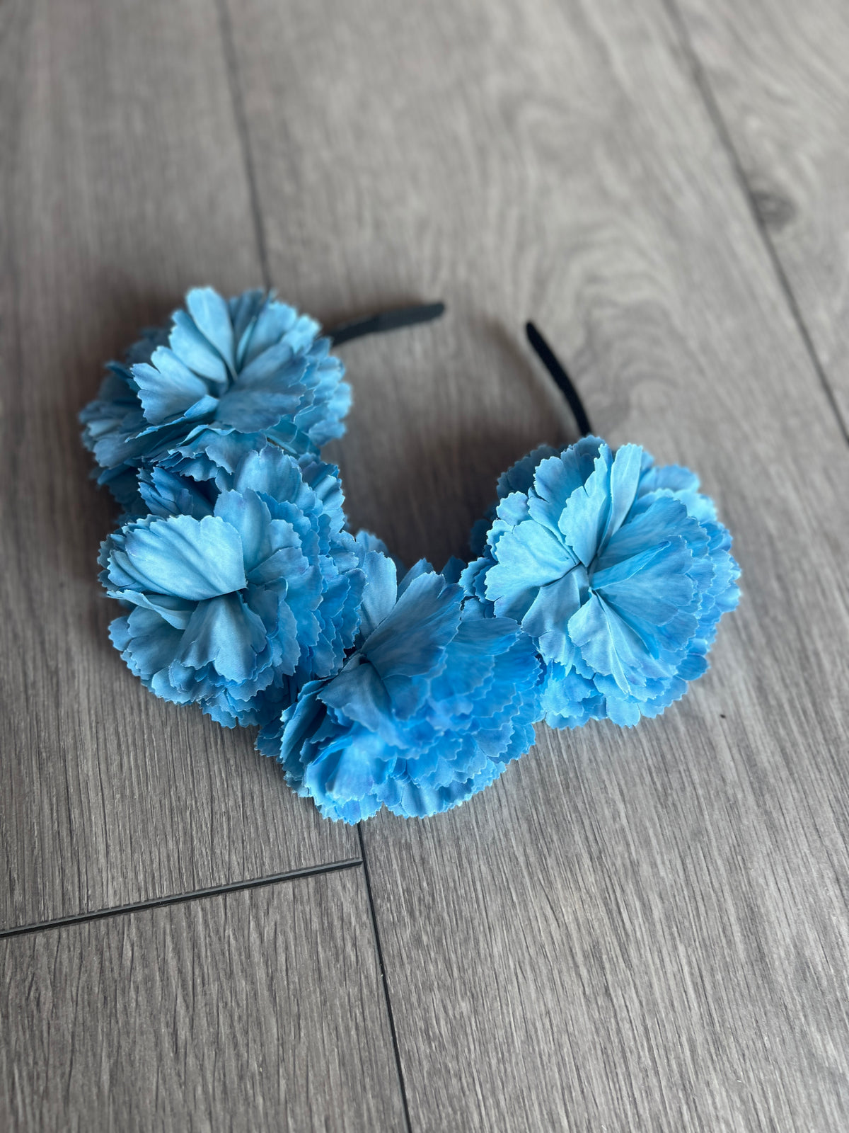 Sky Blue Carnation Flower Crown Headband-Fascinators Direct