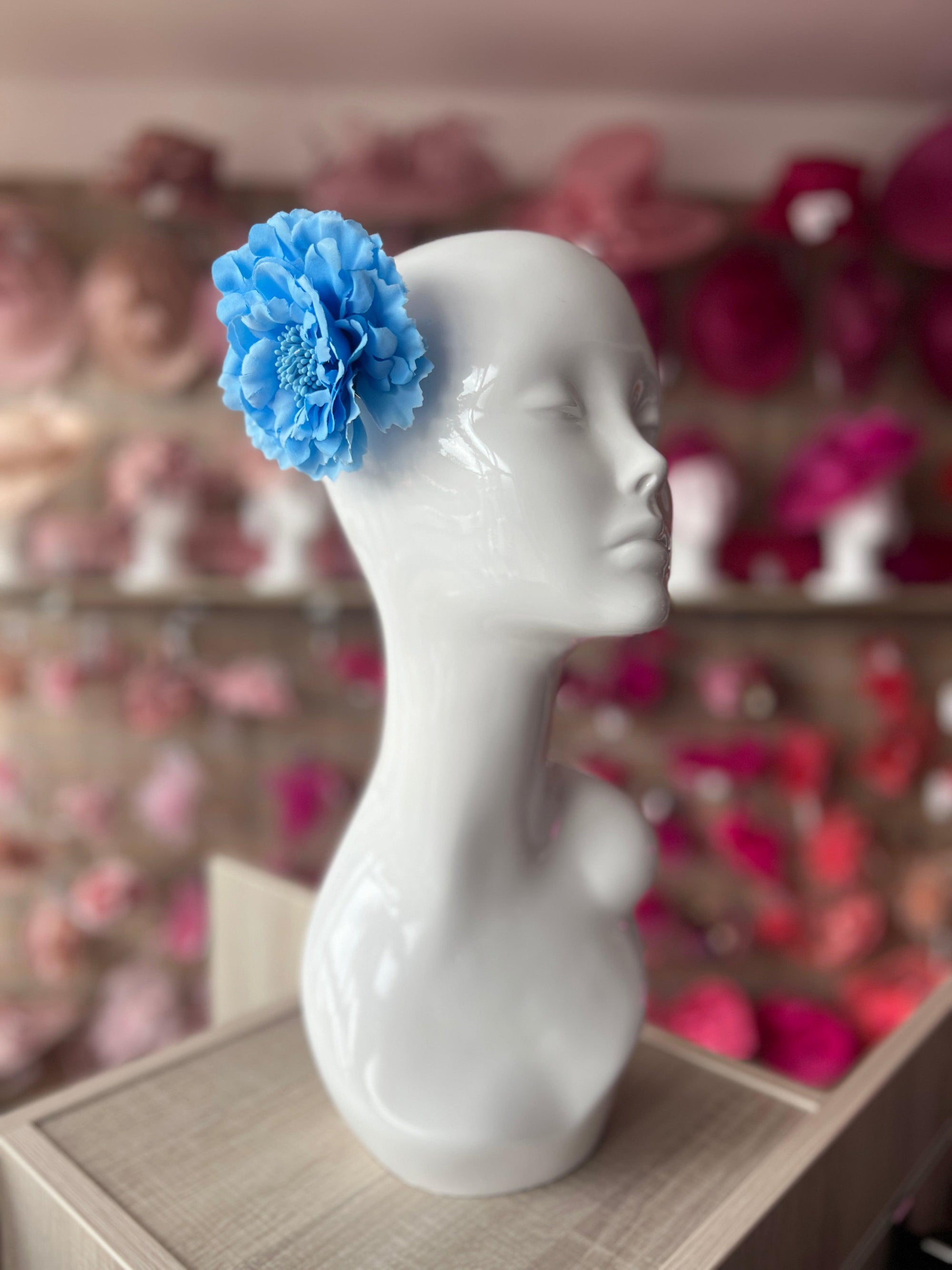 Sky Blue Hair Flower Fascinator Clip-Fascinators Direct